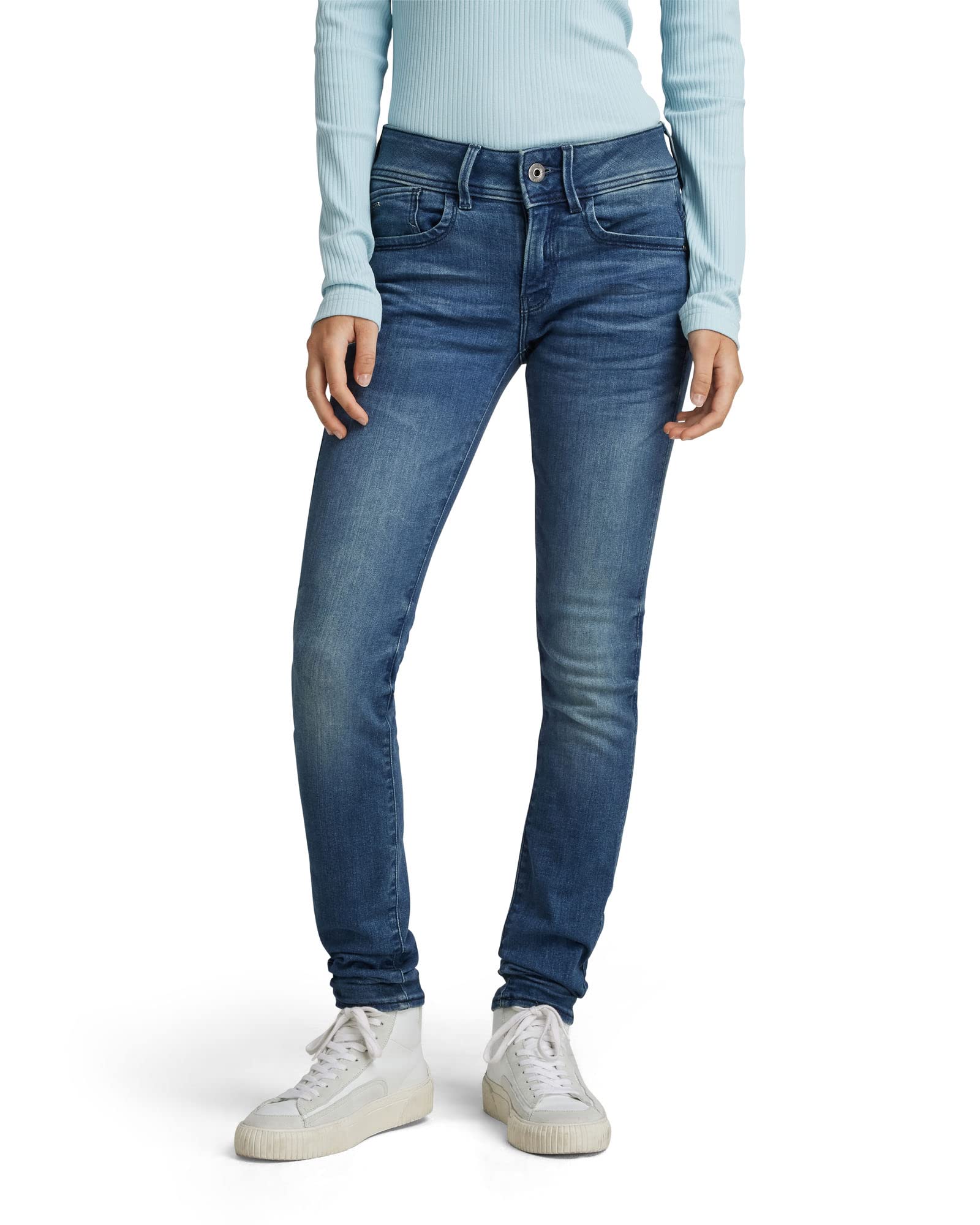 G-Star Raw Lynn Mid Skinny Jeans for Women - Blue Denim Pants (EU 40/42, US 31/34) - Slim Fit Stretch Jeans for Casual Wear & Night Out