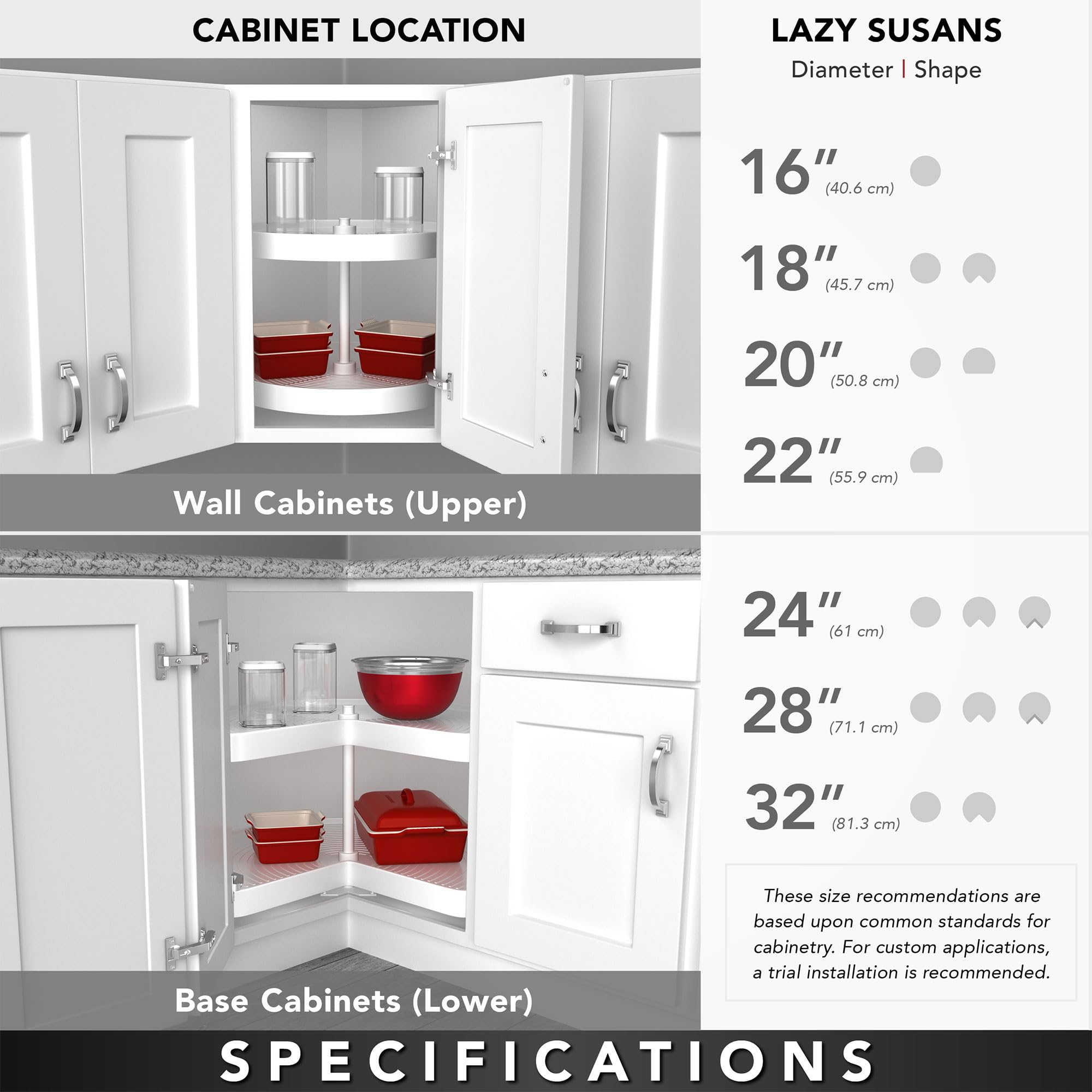 Rev-A-Shelf 2-Tier Full-Circle Lazy Susan for Corner Wall Cabinets - 20