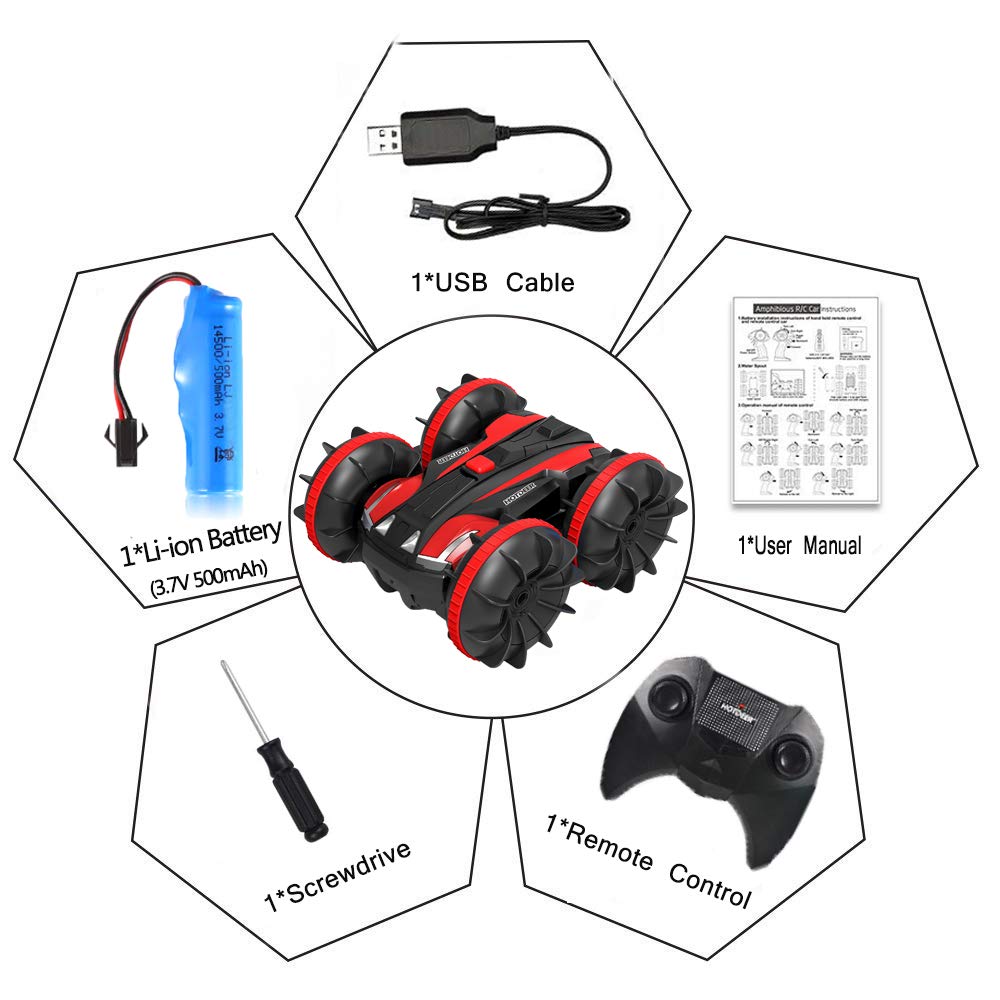 **Best Remote Control Cars for Kids - 4WD 2.4Ghz Waterproof RC Stunt Vehicles, Off-Road Rock Crawler & Pool Water Toys - Perfect Gift for Boys & Girls (Christmas, Birthday, Party) - Indoor & Outdoor Play**
