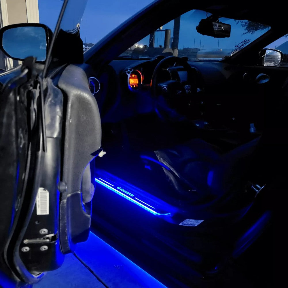 Premium LED Door Sill Protectors - Car Interior Lighting with Custom Logo - Waterproof & Durable for Cars, SUVs, Trucks - Enhance Vehicle Style & Safety at Night