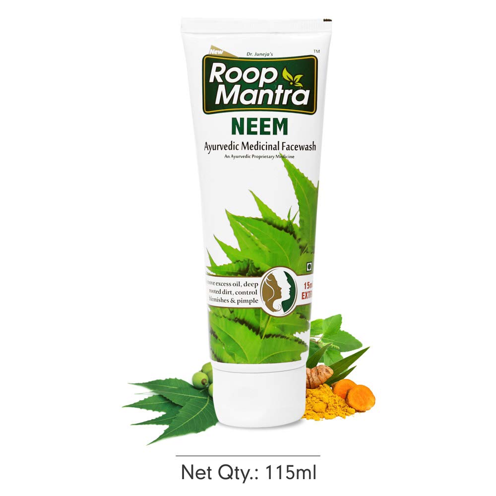 Roop Mantra Face Wash Combo - Neem & Aloe Vera Cleanser (115ml x 2) for Acne & Glowing Skin | Daily Skincare Routine for Men & Women