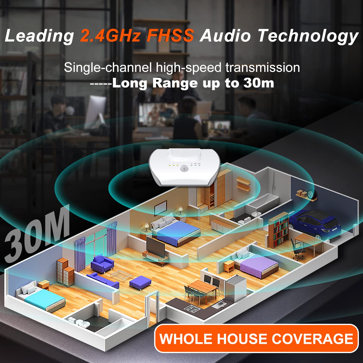 2.4GHz Wireless TV Headphones for Seniors with Voice Enhancement - 100ft Range, Easy Pairing, Includes 2 Rechargeable Batteries - Perfect for Late Night TV Watching & Hearing Assistance