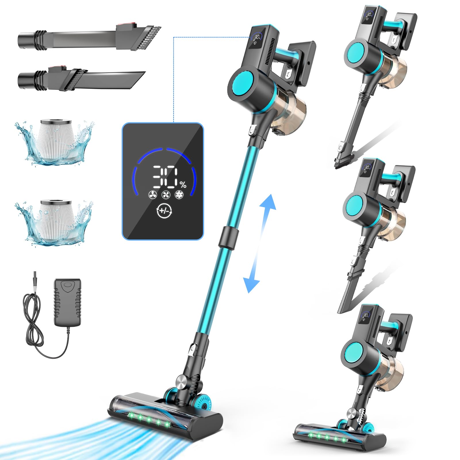 **Powerful 450W Cordless Vacuum Cleaner - 48Kpa Suction, 70Mins Rechargeable Battery, Lightweight Stick Vacuum for Hardwood Floors, Carpets & Pet Hair - Perfect for Home Cleaning & Pet Owners**