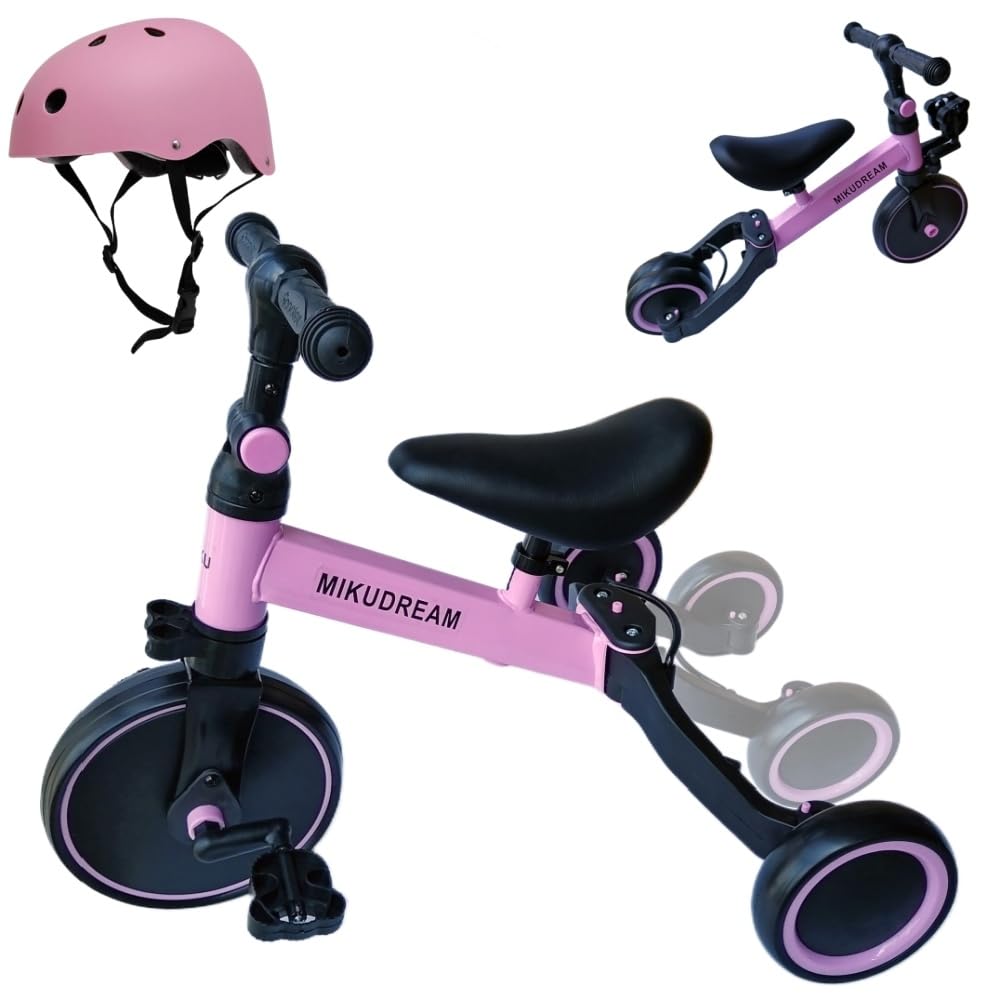 6 in 1 Toddler Bike for 1-5 Year Olds - Baby Walker, Balance Bike & Tricycle with Removable Pedals & Safety Helmet - Perfect for Indoor/Outdoor Play, Balance Training & Early Cycling Development - Ideal Gift for Boys & Girls