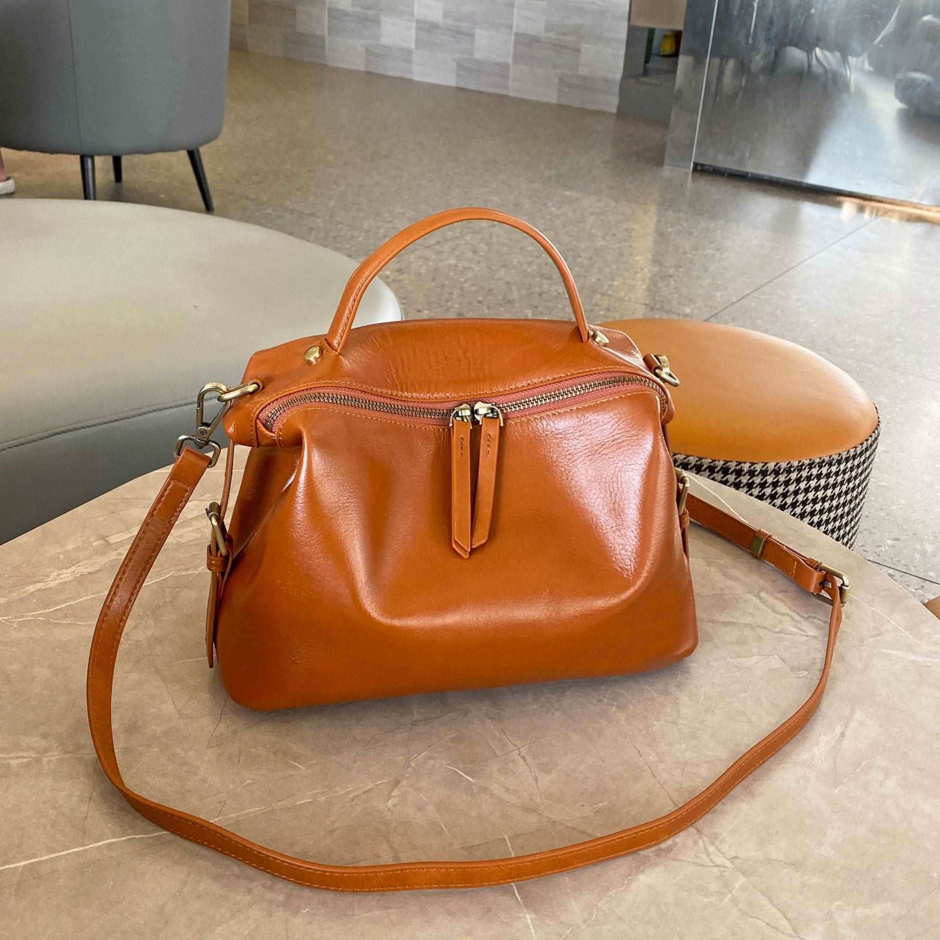 Premium Genuine Leather Satchel Bag for Women & Men - Stylish & Durable Crossbody Messenger Bag for Work, Travel & Everyday Use