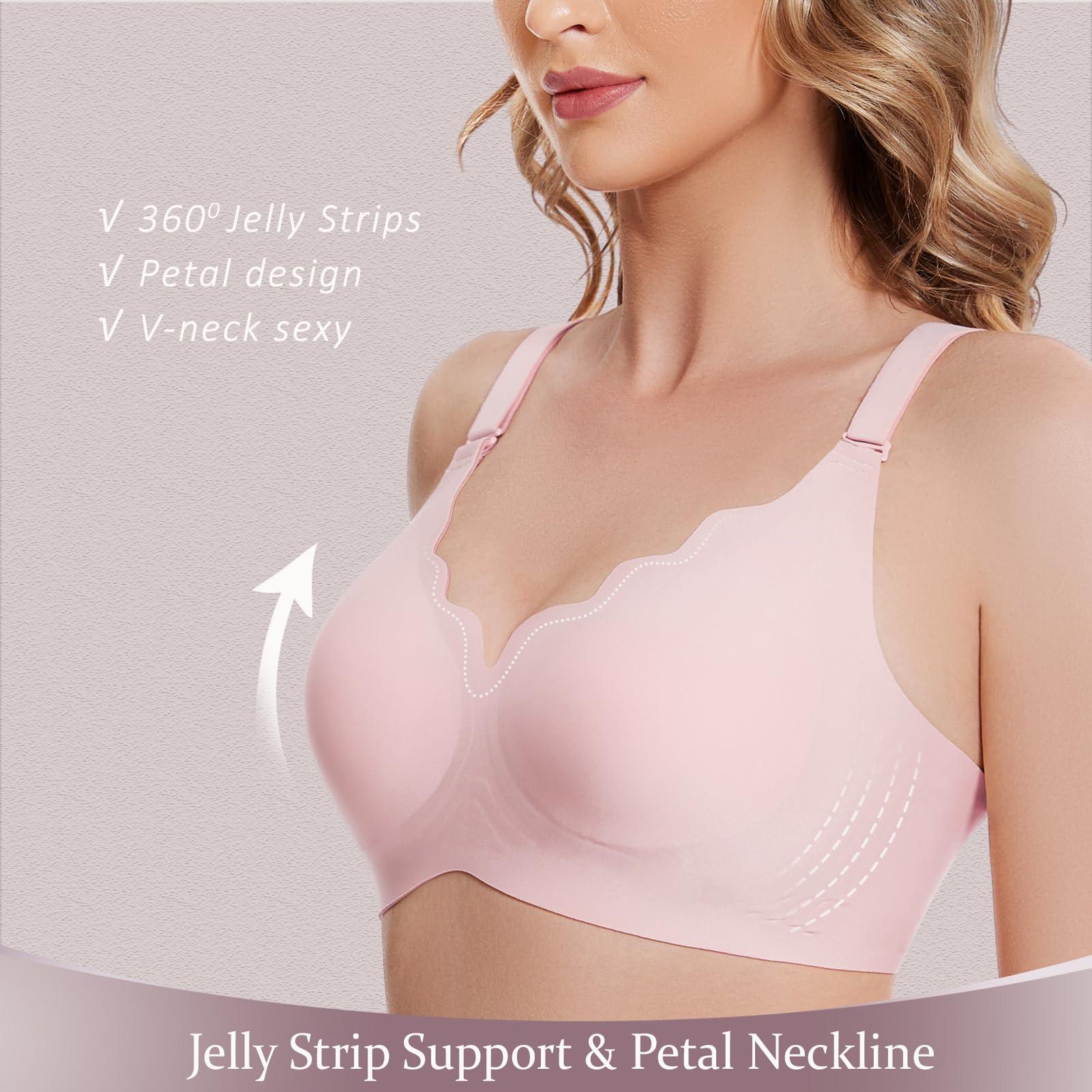 Wireless Bras for Women - No Underwire Seamless Bralette with Support - Comfortable T-Shirt Bra for Everyday Wear & Yoga