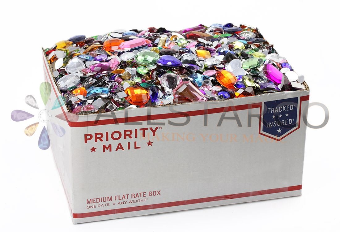 1 lb Bulk Crafting Gems - Assorted Colors, Shapes & Sizes - 1000+ Pieces (Lifetime Supply 10 lbs) - Perfect for DIY Jewelry, Scrapbooking & Home Decor Projects