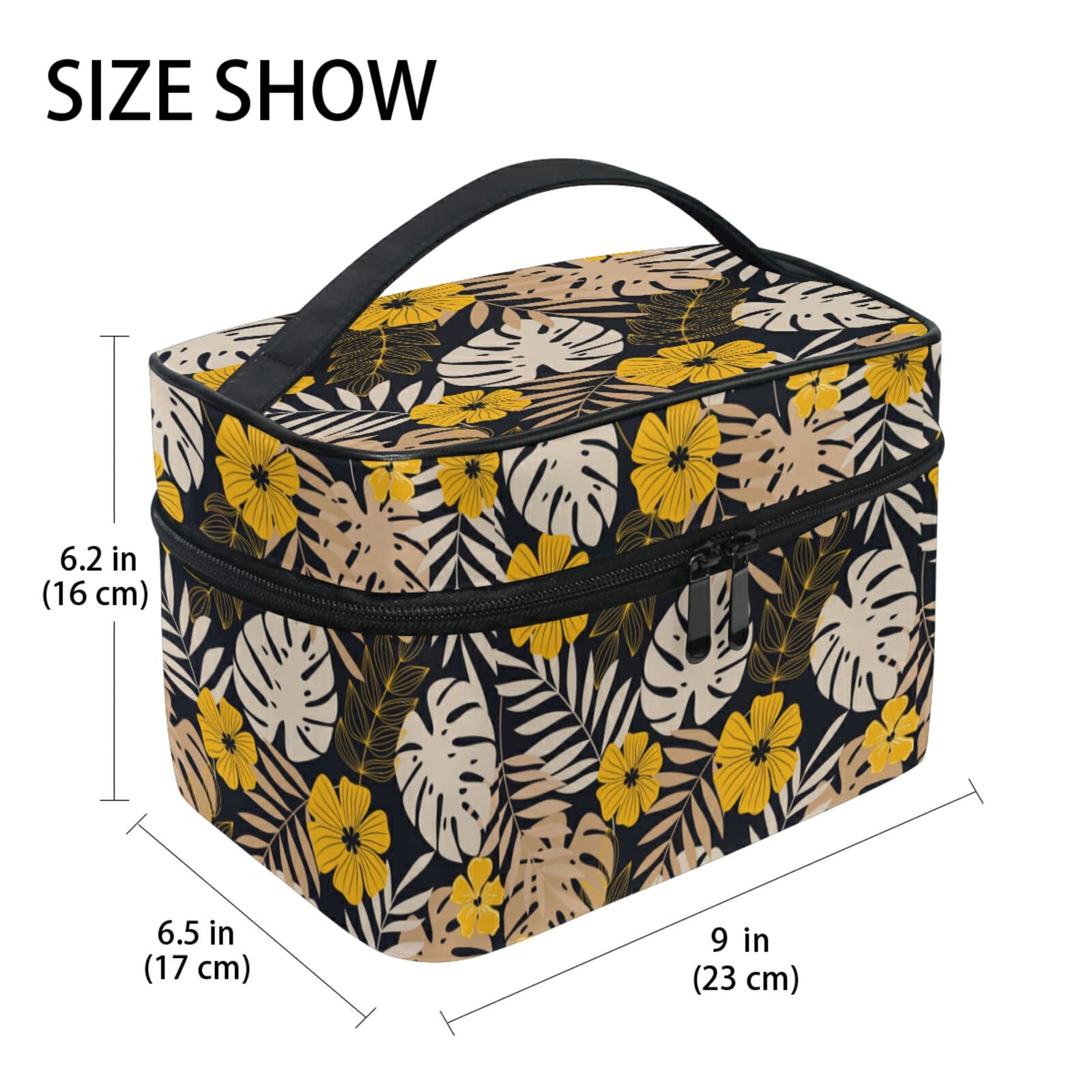 Stylish Tropical Palm Leaf Makeup Bag for Women - Waterproof Cosmetic & Toiletry Travel Organizer - Perfect for Beach Vacations, Gym Essentials, and Daily Beauty Storage