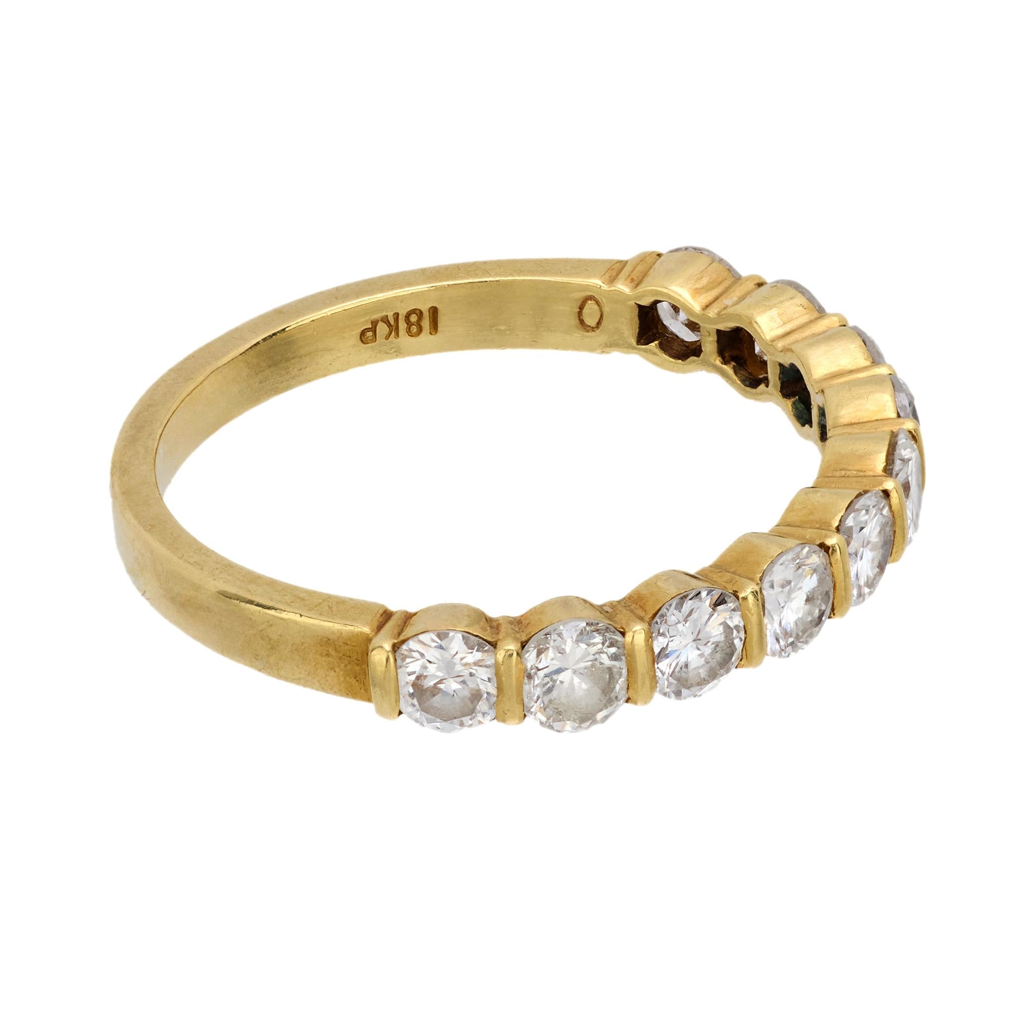 Vintage Gemlok Diamond 18K Yellow Gold Half Eternity Wedding Ring for Women - Perfect for Engagement, Anniversary & Bridal Jewelry Gifts