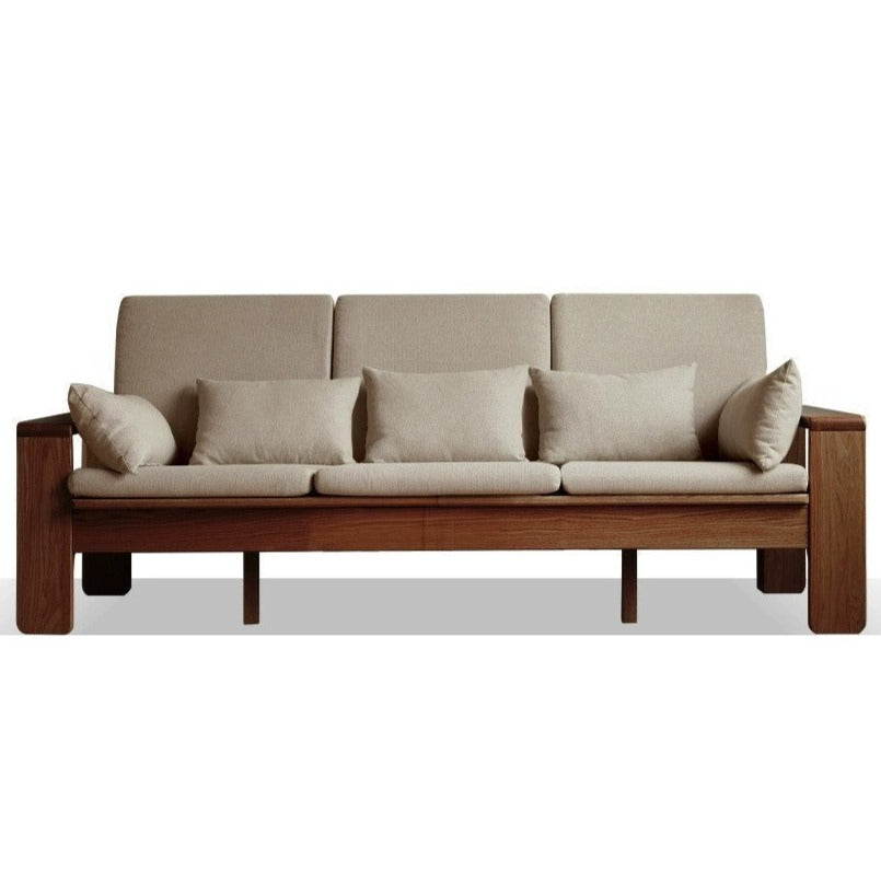 Modern Nordic Fabric Sofa - Solid Oak Wood Frame - Stylish & Durable Living Room Furniture for Small Spaces & Apartments
