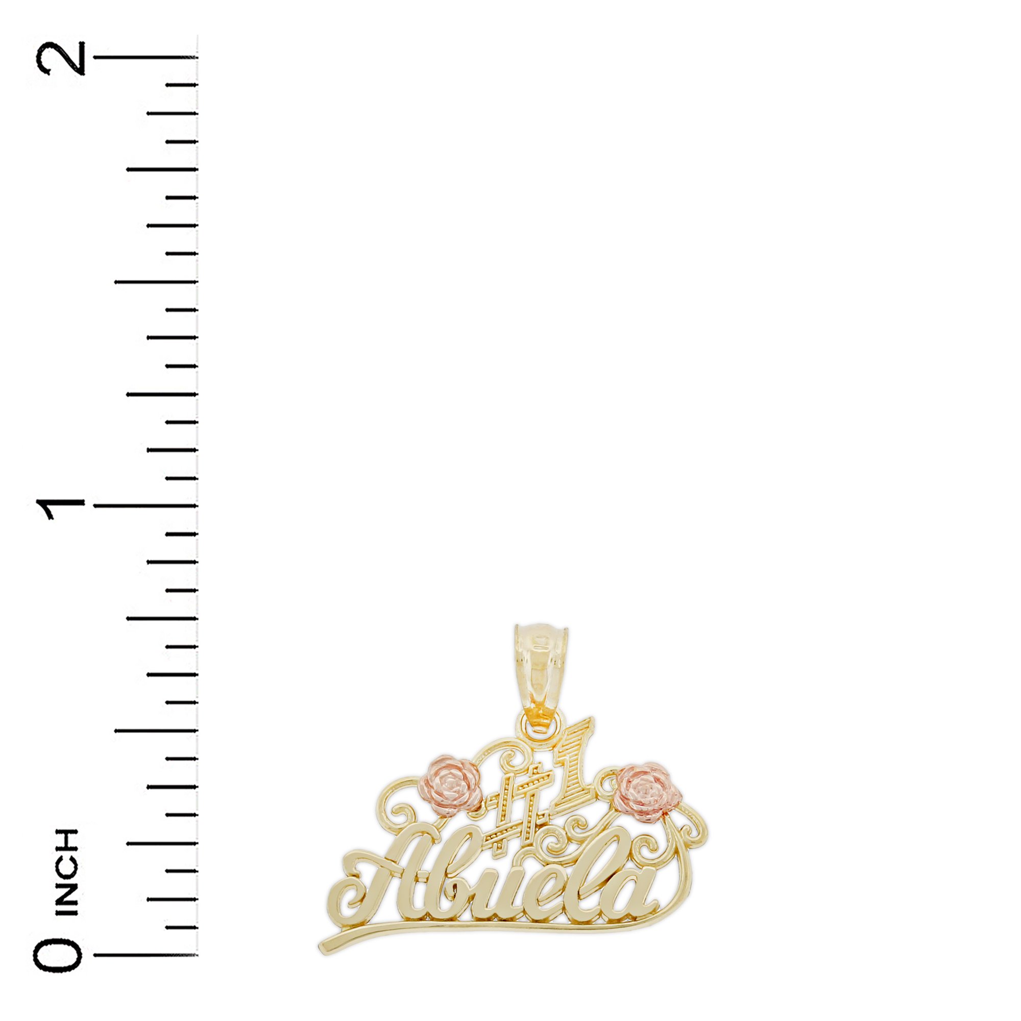 10K Solid Yellow & Rose Gold Abuela Charm - Elegant Dangle Pendant Jewelry for Mom, Grandma & Abuela - Perfect Gift for Mother's Day, Birthday & Special Occasions