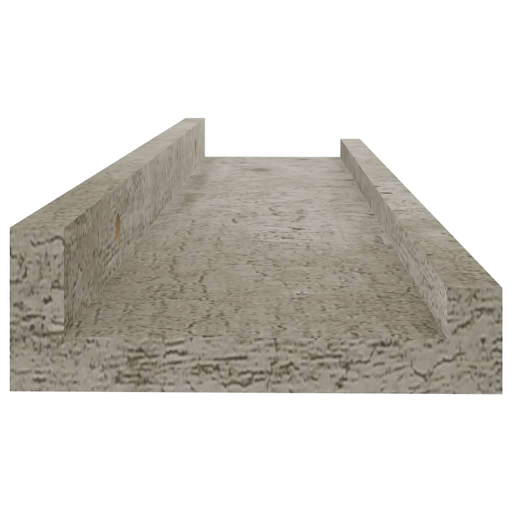 Modern Floating Wall Shelves Set of 2 - Minimalist Concrete Gray Shelves 15.7