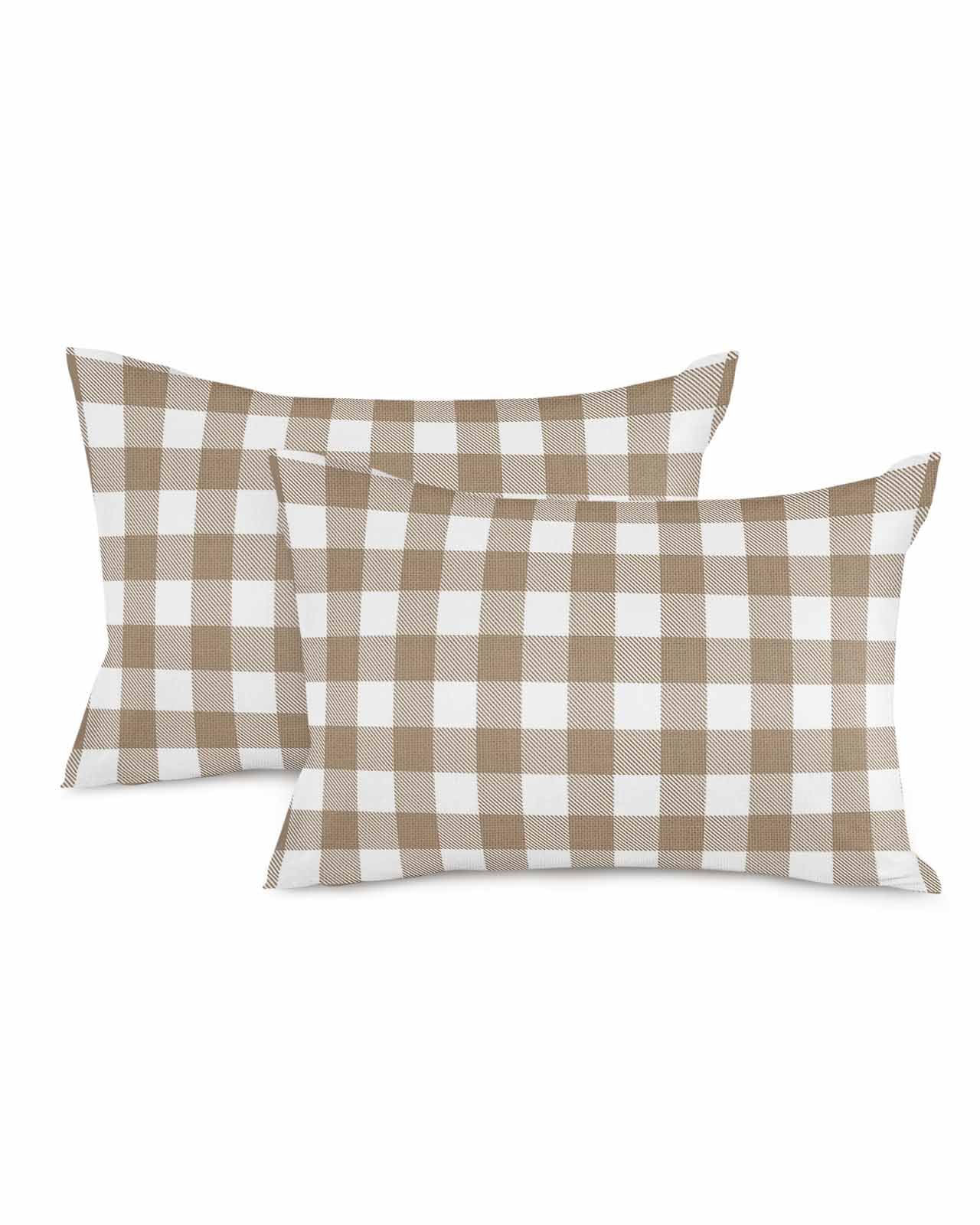 20x12 Inch Buffalo Check Plaid Throw Pillow Covers Set of 2 - Light Brown Soft Decorative Cushion Cases for Couch, Sofa, Bedroom & Farmhouse Decor | Cozy Home, Car and Garden Accent Pillows
