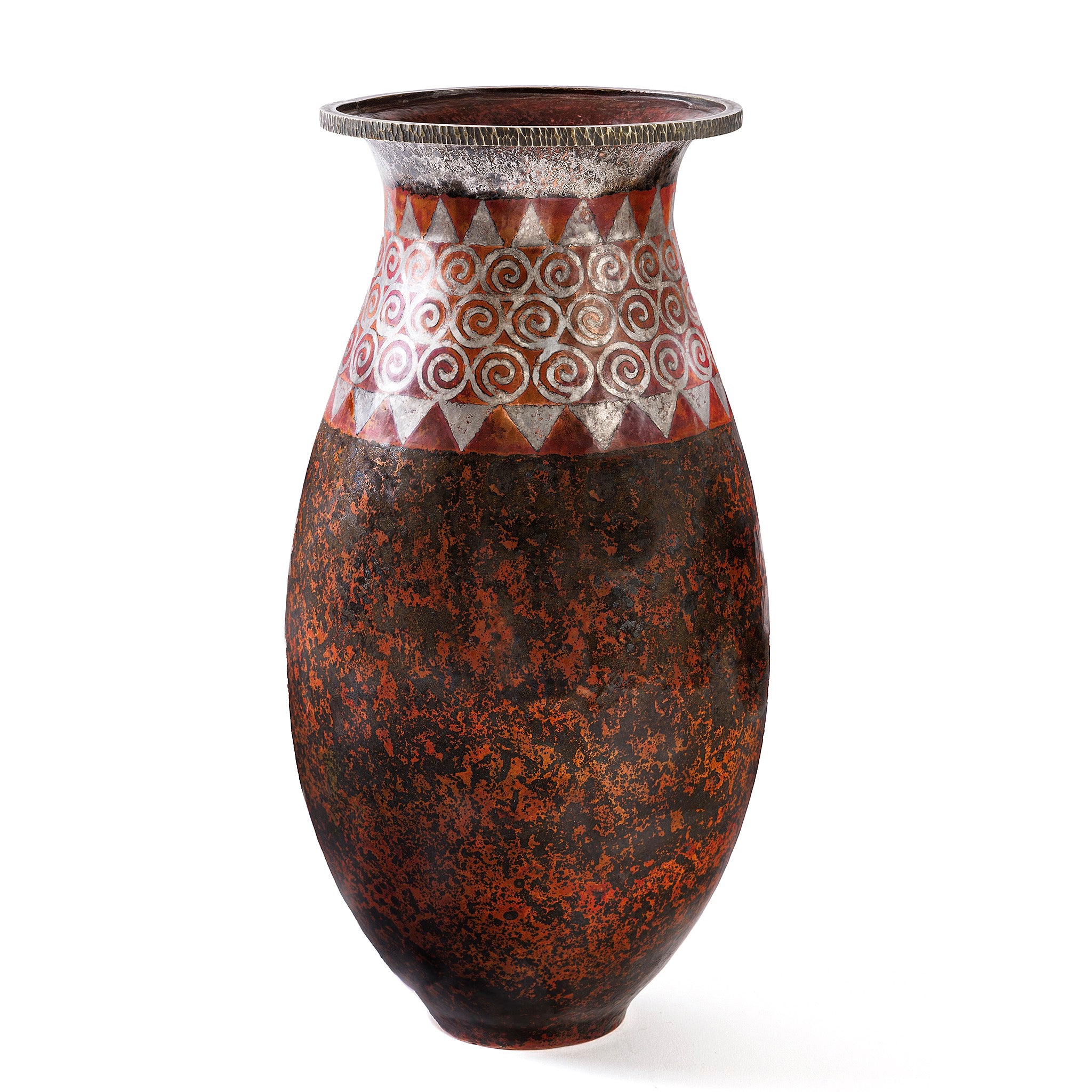 Claudius Linossier Dinanderie Vase - Handcrafted French Art Deco Copper Vase for Home Decor, Wedding Centerpiece & Luxury Gift