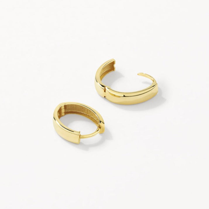 10k Gold Polished Huggie Earrings for Women - Elegant Everyday Hoop Earrings for Work, Date Night & Special Occasions