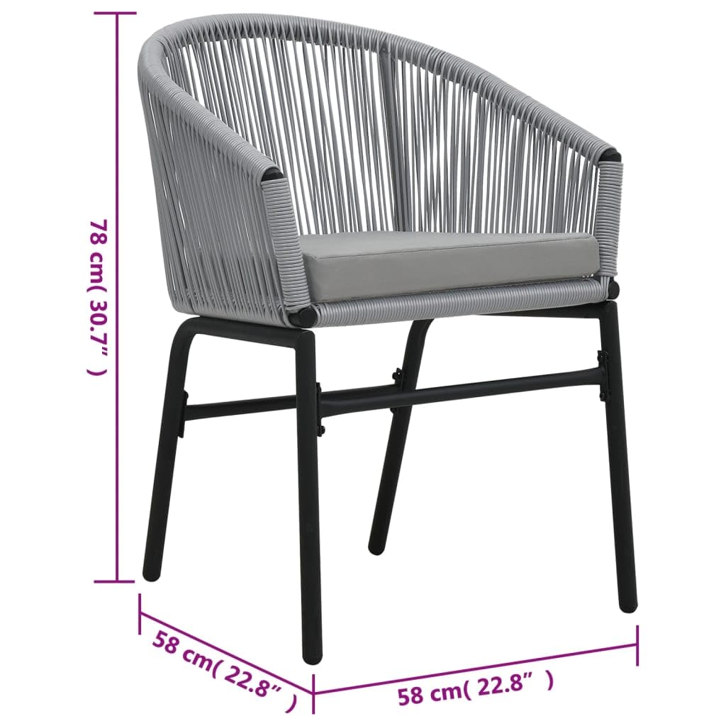 2-Piece Anthracite PE Rattan Patio Chairs Set with Cushions - Weather-Resistant Outdoor Furniture with Powder-Coated Iron Frame - Perfect for Garden, Poolside, and Backyard Relaxation