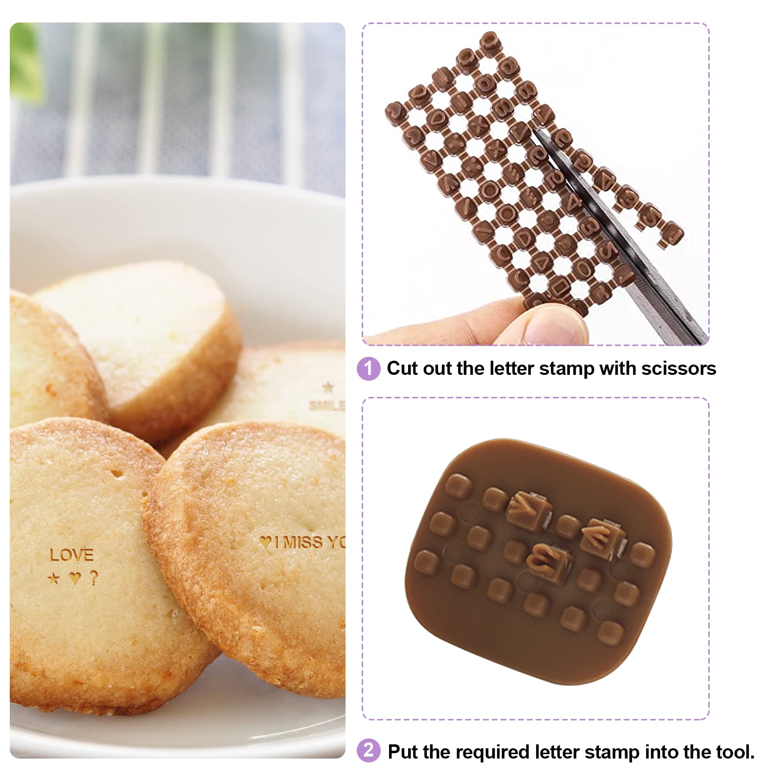 100 Pcs Polymer Clay Letter Stamp Set - Mini Alphabet & Number Stamps for Polymer Clay, Cookie Fondant, Pottery - DIY Clay Decorating Tools (Brown) - Perfect for Cake Decorating, Jewelry Making & Craft Projects