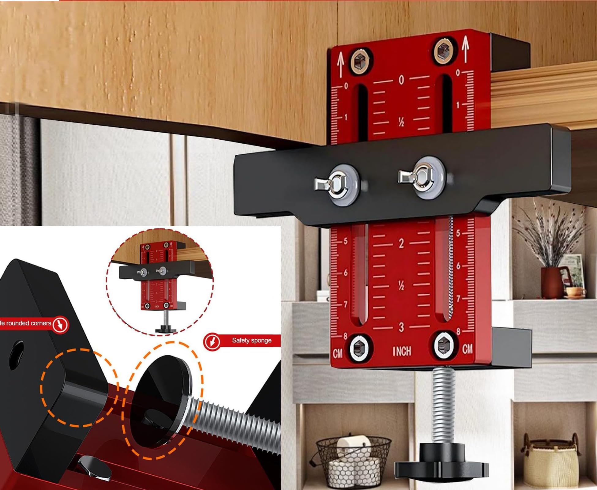 Cabinet Door Installation Jig Tool - Adjustable Hinge & Handle Template for Precise Cabinet Hardware Positioning | Perfect for DIY Home Improvement & Professional Cabinet Installation