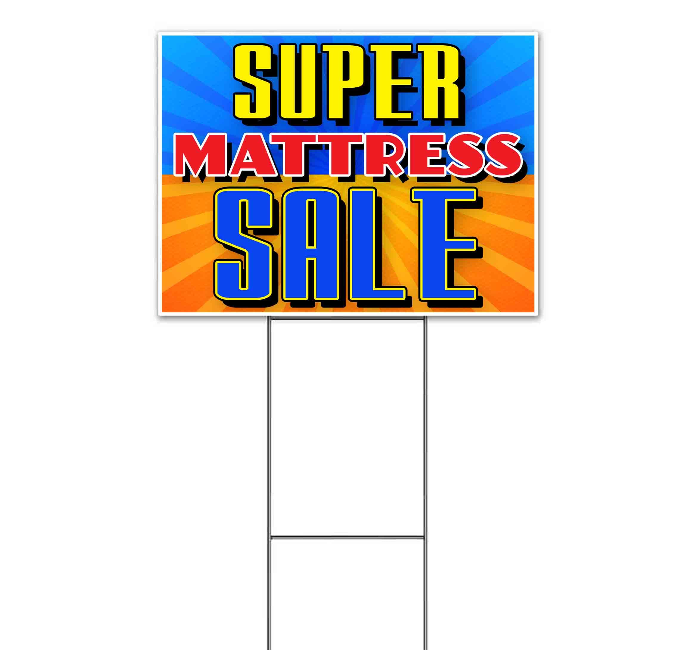 18 x 24 Inch Super Mattress Clearance Yard Sign with Metal Step Stake - Bulk Discounts & Multi-Pack Options | Durable Advertising Sign for Retail Stores, Car Dealerships & Seasonal Sales Events