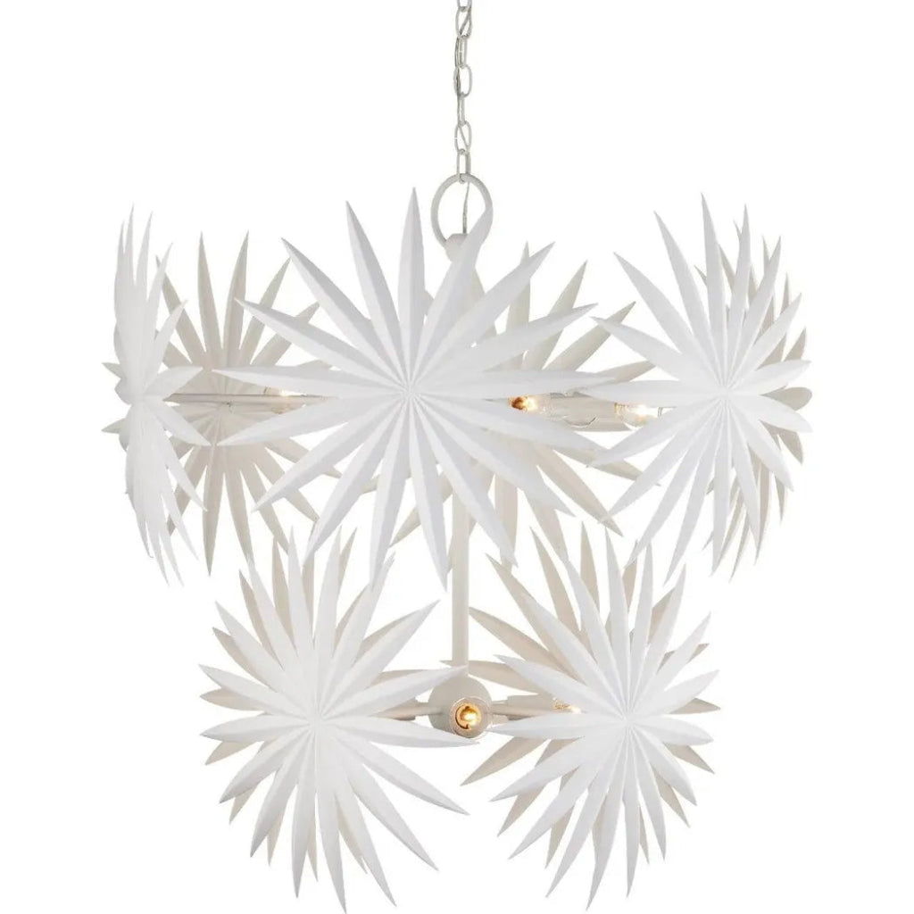 32.5 Inch Bismarkia Iron White Chandelier - Elegant Farmhouse Lighting Fixture for Dining Room, Living Room, and Bedroom Decor