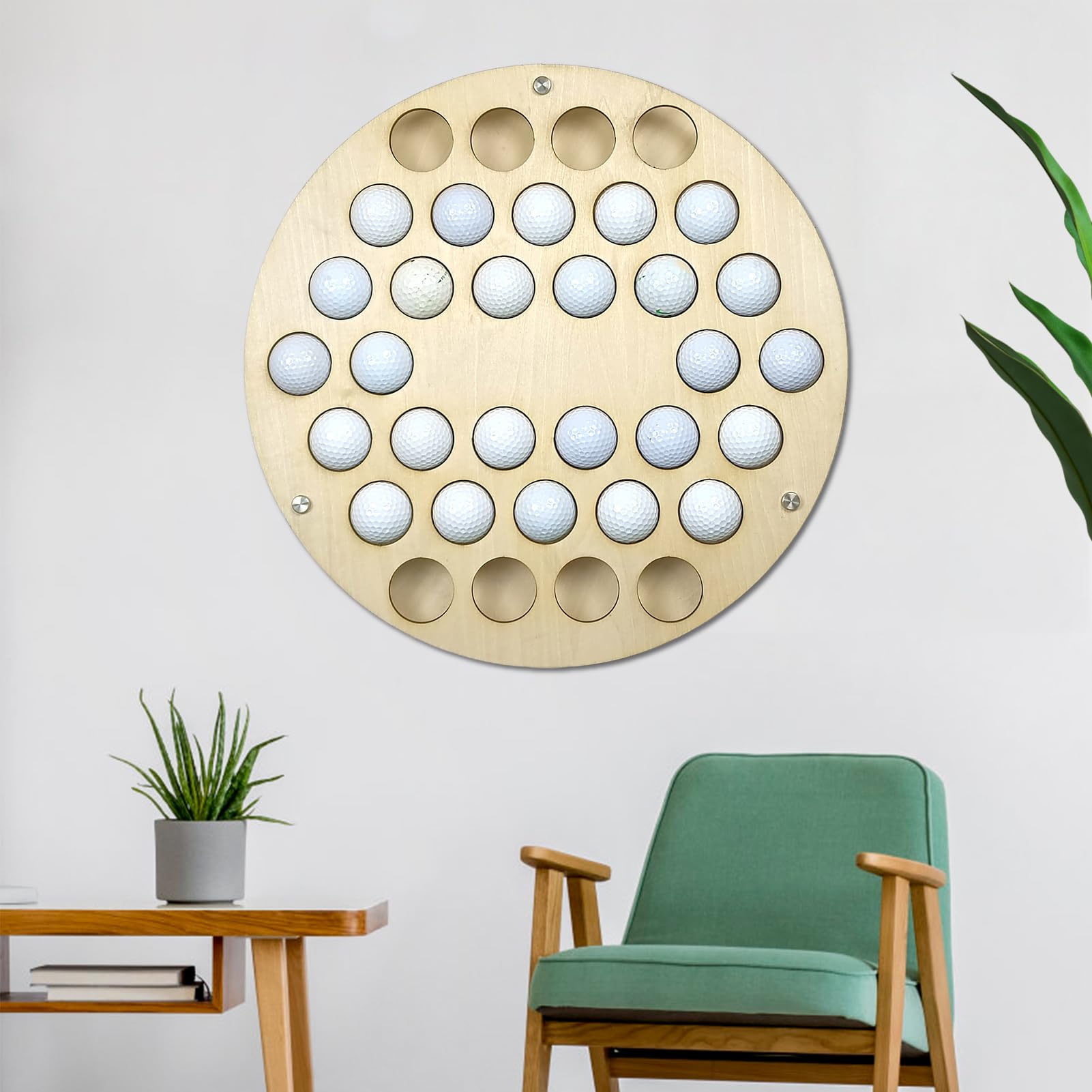 34-Hole Wooden Golf Ball Storage Rack - Wall Mounted Golf Ball Holder Shelf with Farmhouse Style, Flexible Floating Shelves for Living Room, Bedroom & Study | Perfect Golf Accessory Organizer for Home Decor & Sports Enthusiasts