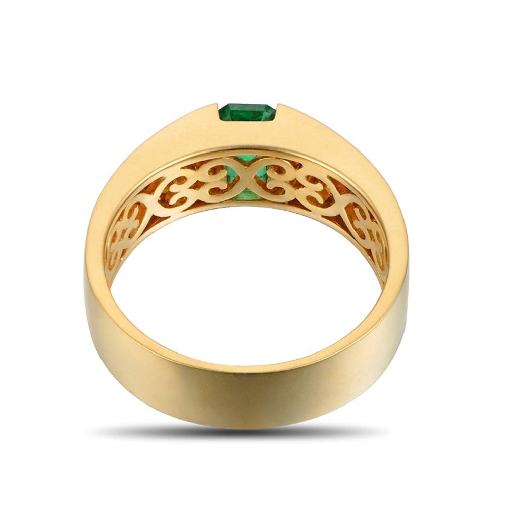 14K Yellow White Rose Gold Men's Natural Emerald Tanzanite Ring - Elegant Wedding Band & Engagement Ring for Him - Perfect for Proposals, Anniversaries, and Special Occasions