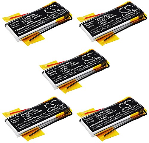 Synergy Digital Wireless Headset Replacement Batteries - 5 Pack Li-Polymer 3.7V 400mAh for Cardo Scala Rider Multiset Q2 | Motorcycle Bluetooth Headset Accessories | Perfect for Long Rides & Group Communication