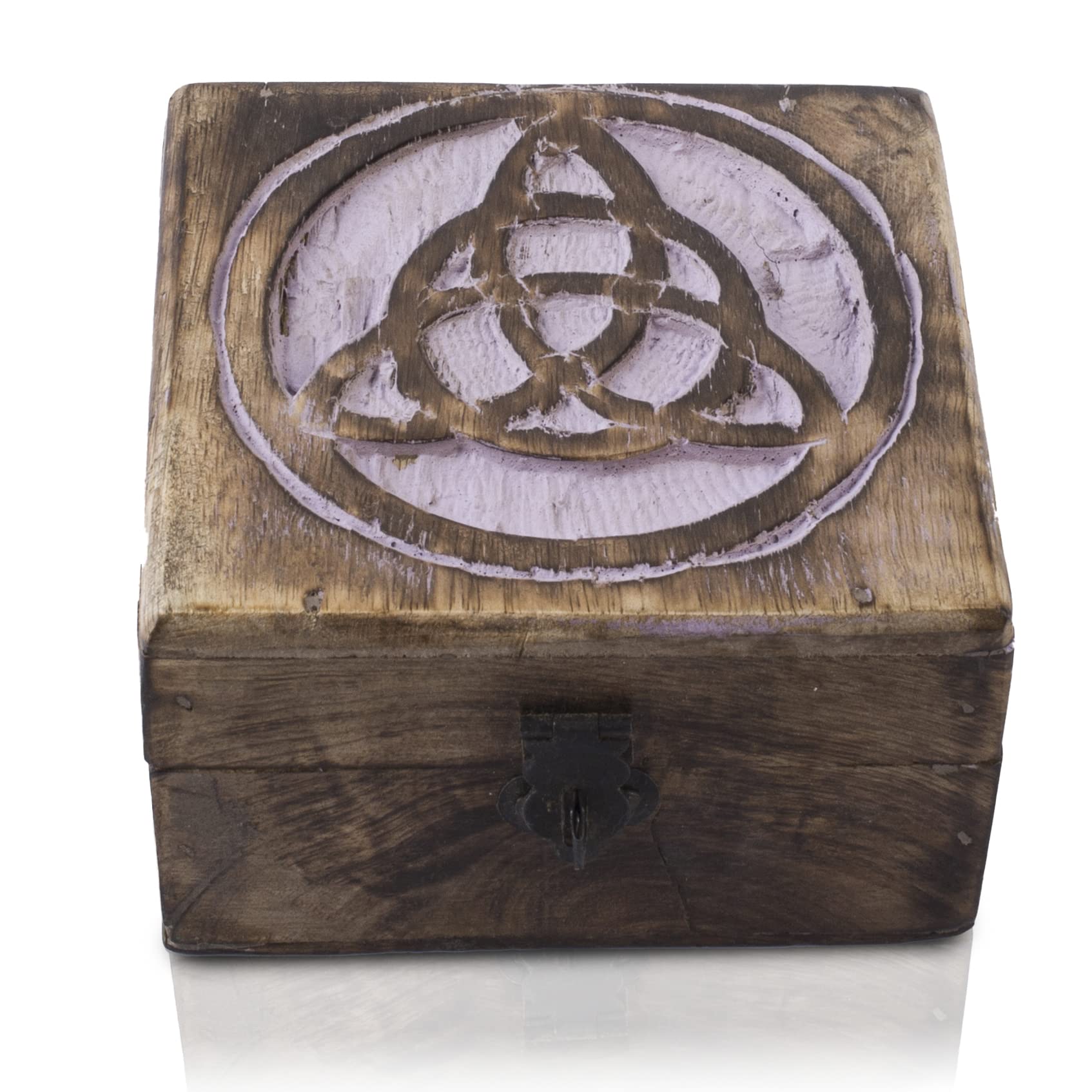 Handmade Wooden Jewelry Box with Lock & Key - Decorative Jewelry Organizer, Keepsake Treasure Chest for Necklaces, Rings & Watches - Perfect Birthday, Housewarming Gift & Home Storage Solution (Violet)