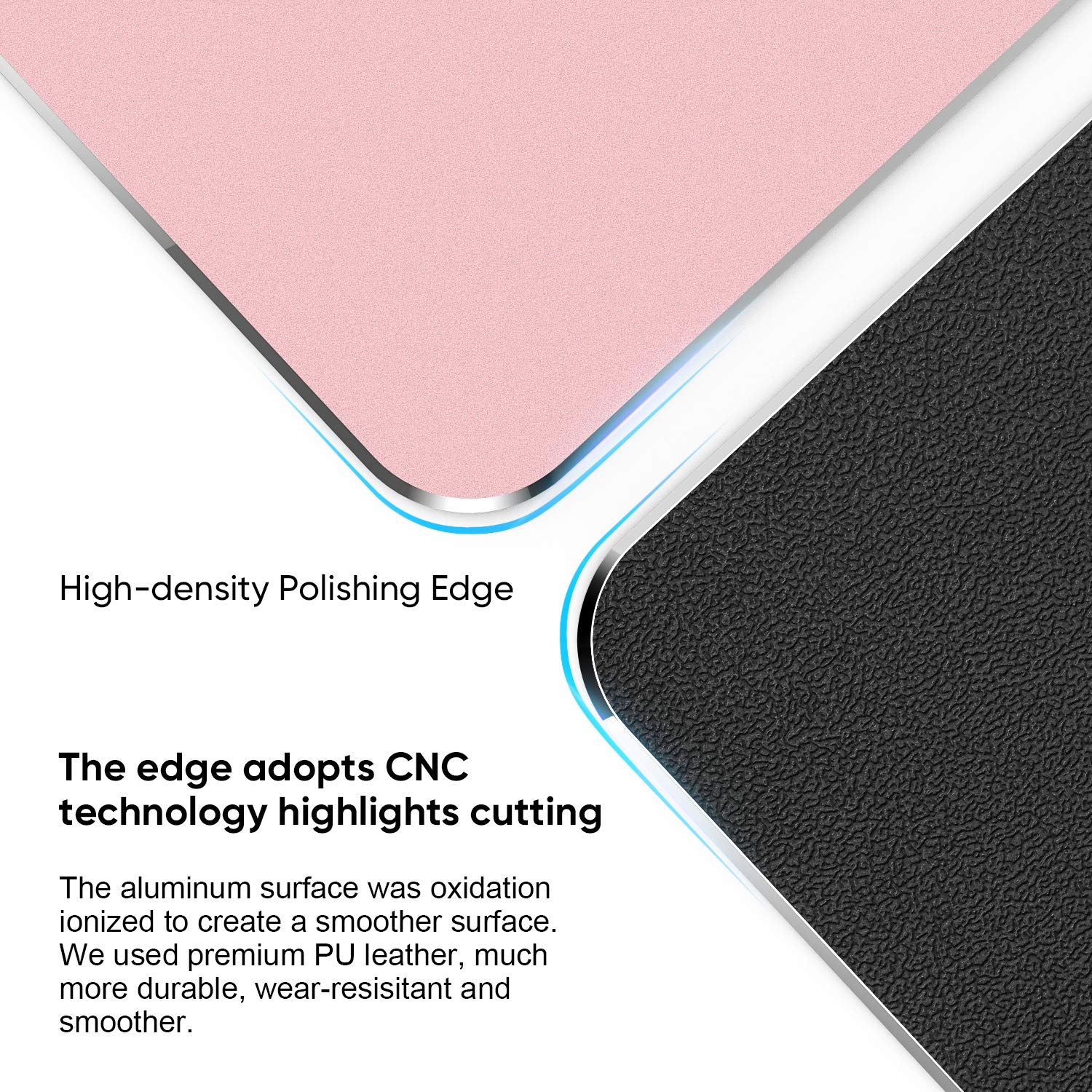 Premium Rose Gold Hard Metal Aluminum Mouse Pad - Dual-Side Waterproof, Fast & Accurate Control - Ideal for Office Work, Home Use & Gaming (Small Size 9