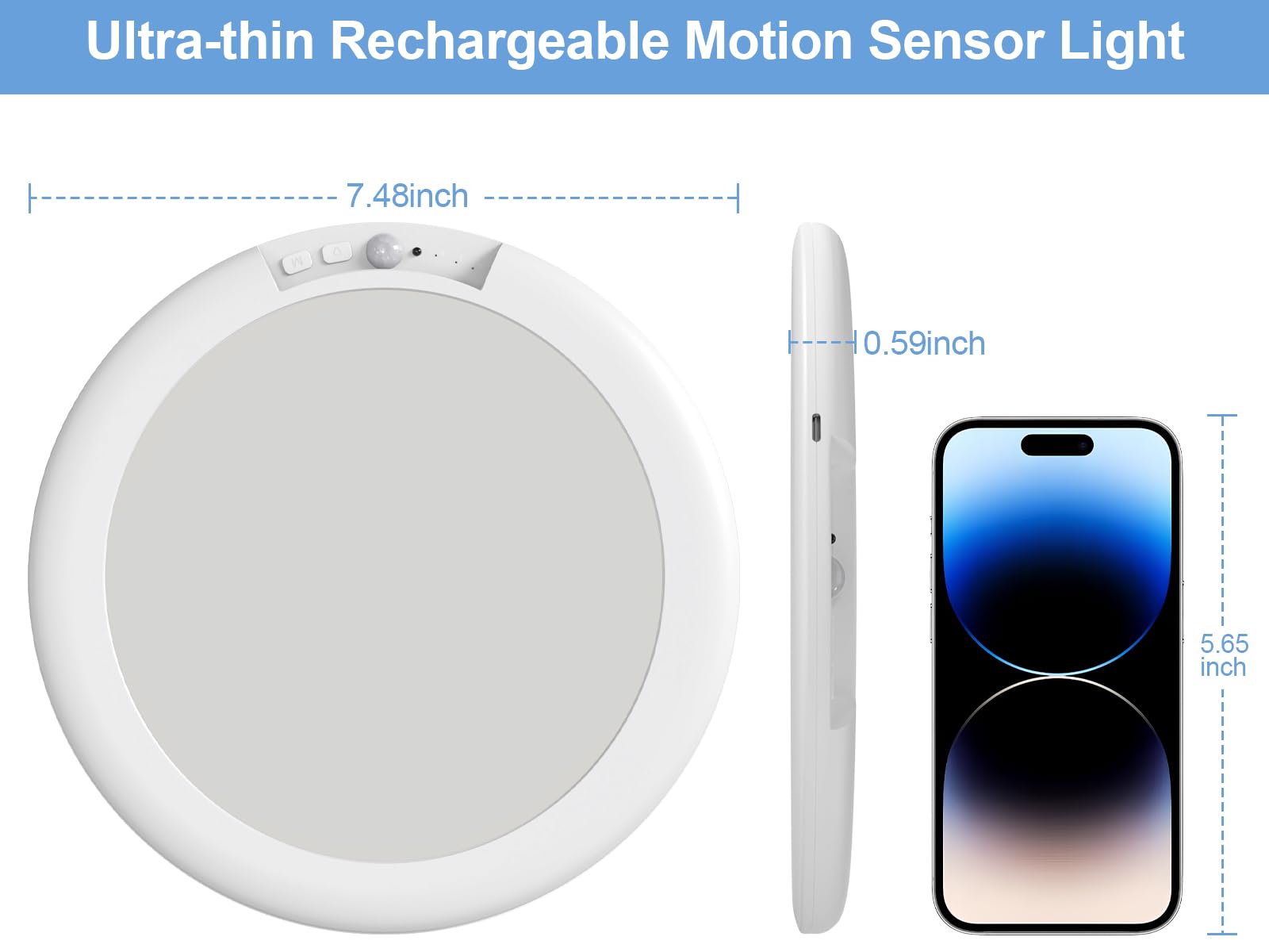 Rechargeable Motion Sensor LED Closet Light with Remote - 400LM Magnetic Wireless Ceiling Light, Battery Operated for Closet, Shower, Pantry, Stairs, Hallway - Perfect for Nighttime Safety and Convenient Lighting
