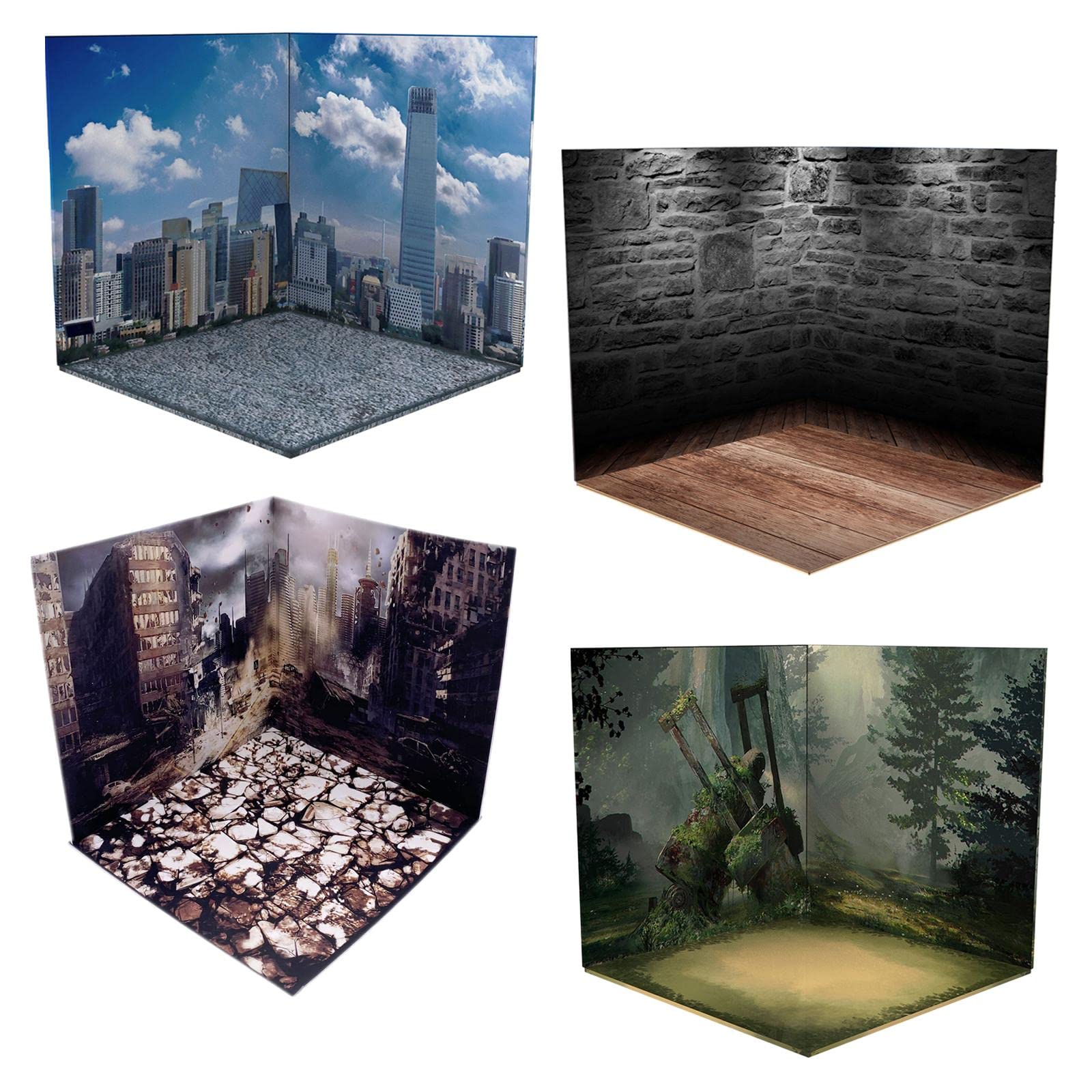 1/12 Scale Action Figure Backdrop Layout - 4-Piece Storage Background Set for Dollhouse, Diorama & Photography Scenes - Perfect for Toy Displays, Model Photography & Collectible Showcases