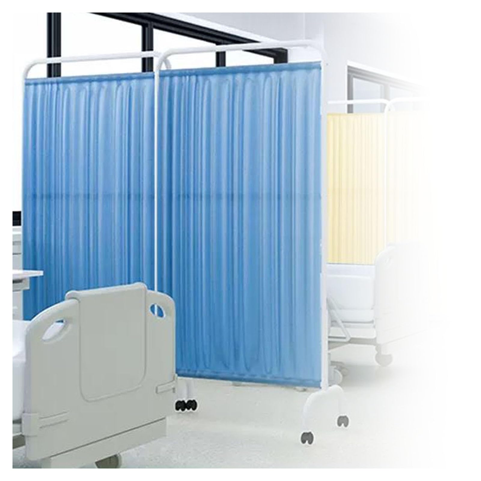 6ft High Mobile Medical Privacy Screen - 3-Panel Folding Rolling Partition with Wheels for Clinics, Beauty Salons & Offices | Blue | Ideal for Patient Privacy, Room Dividers & Workspace Separation