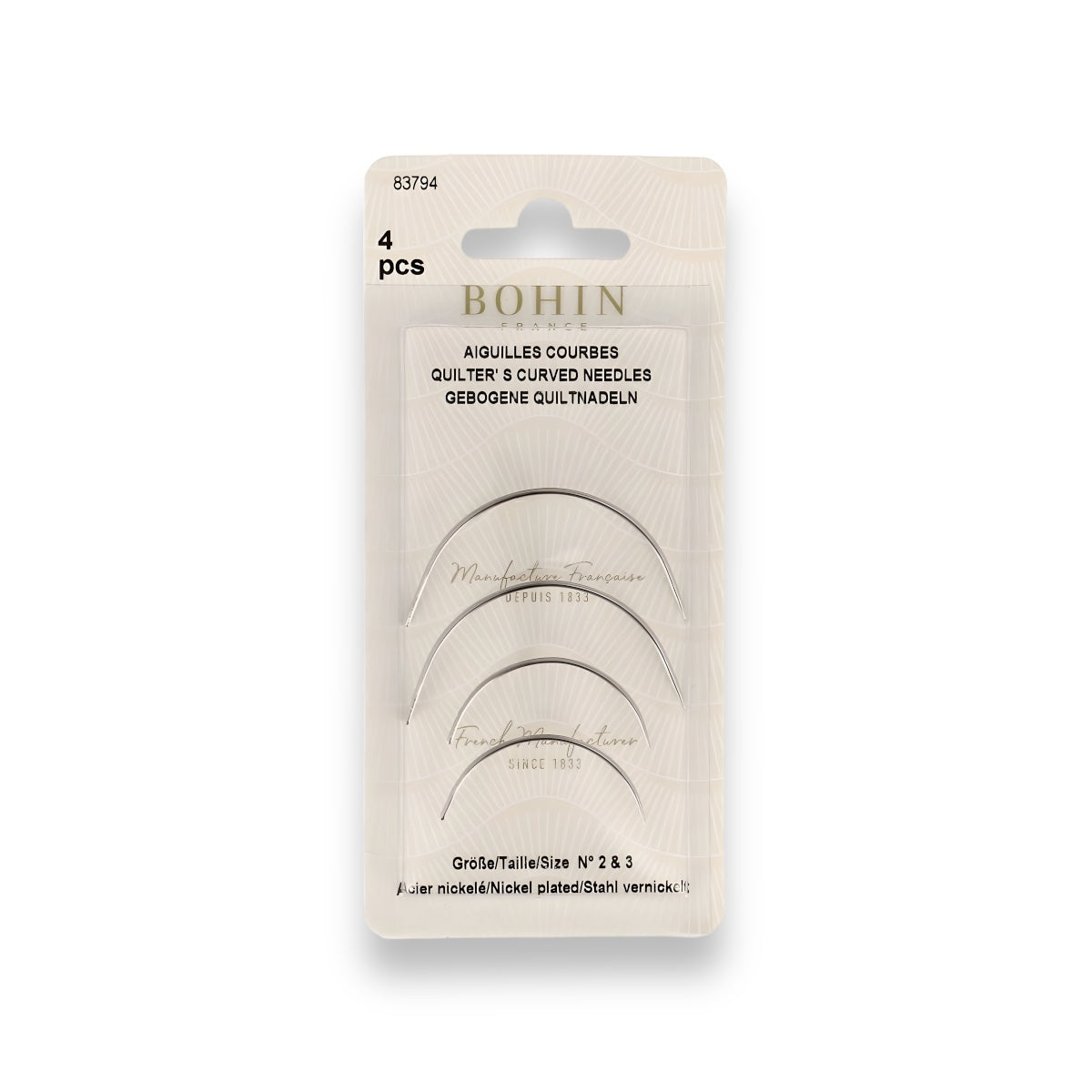 Bohin Curved Hand Sewing Needles Size 2 & 3 - Premium Embroidery & Quilting Needles for Leather, Fabric & DIY Crafts