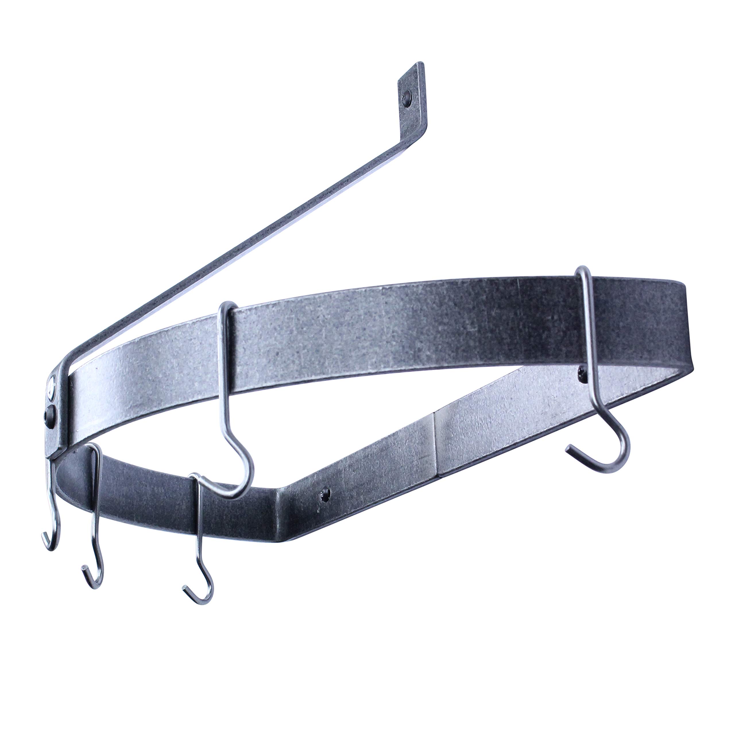 Enclume Handcrafted Half Circle Wall Rack with 6 Hooks - Hammered Steel Wall Mounted Organizer for Kitchen, Bathroom, or Entryway Storage