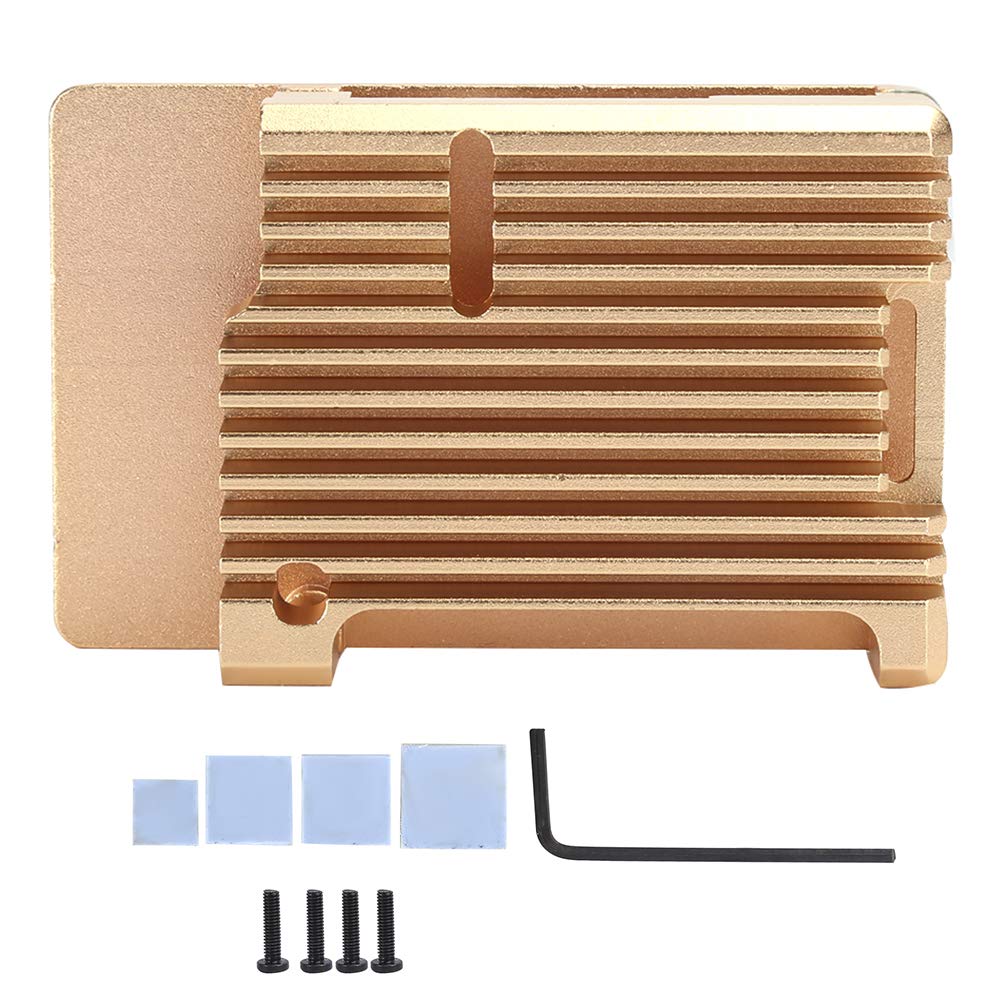 Premium Aluminum Alloy Golden Enclosure Box - Universal Heat Dissipation Case for Raspberry Pi 3 Model B+ | Durable DIY Project Enclosure | Rust-Resistant Cooling Device | Perfect for Electronics Protection & DIY Projects