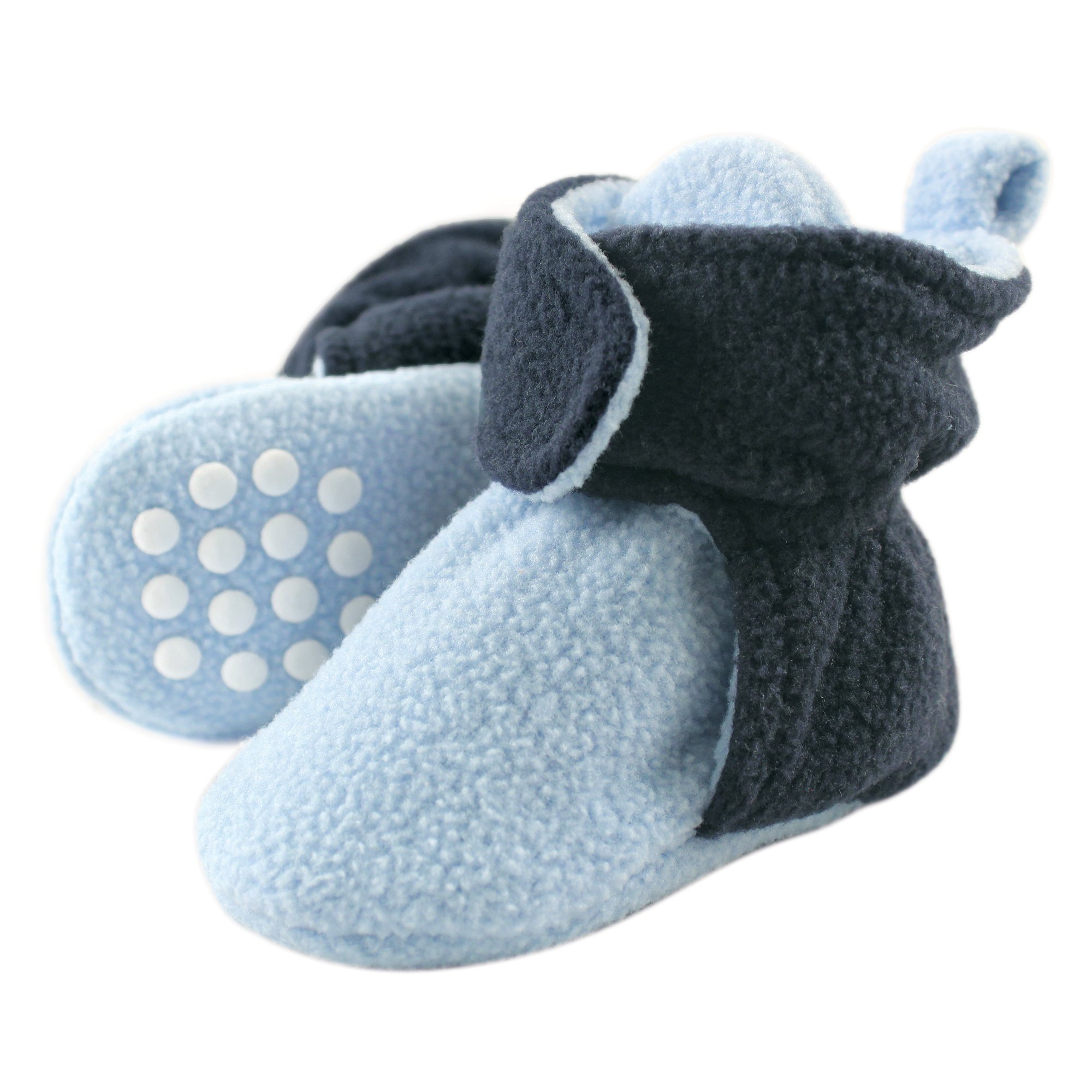 Luvable Friends Unisex Baby Cozy Fleece Booties - Soft & Warm Winter Slippers for Infants & Toddlers - Perfect for Indoor Play, Nursery, and Cold Weather Outings