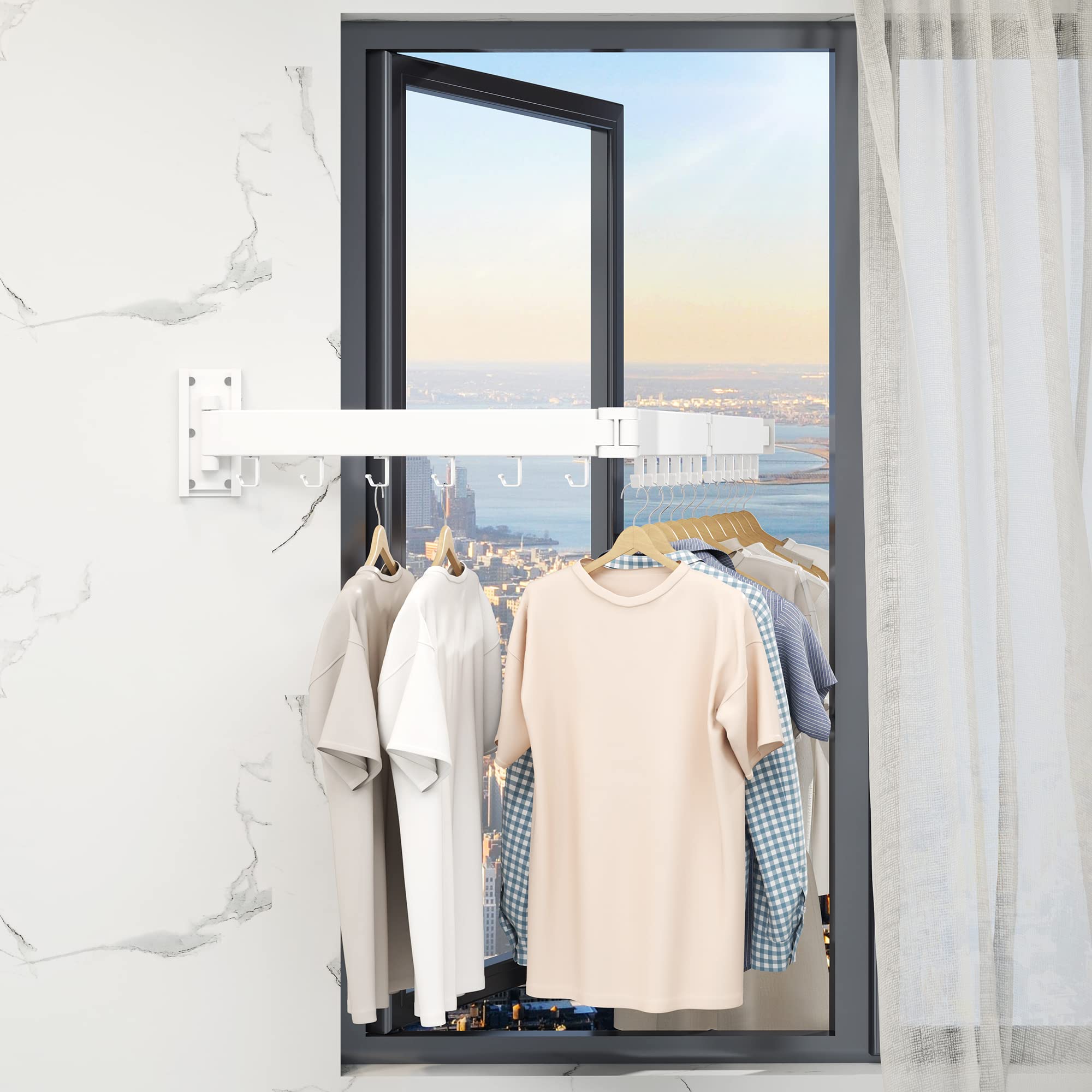 Wall Mounted Drying Rack - Foldable & Retractable for Laundry Room