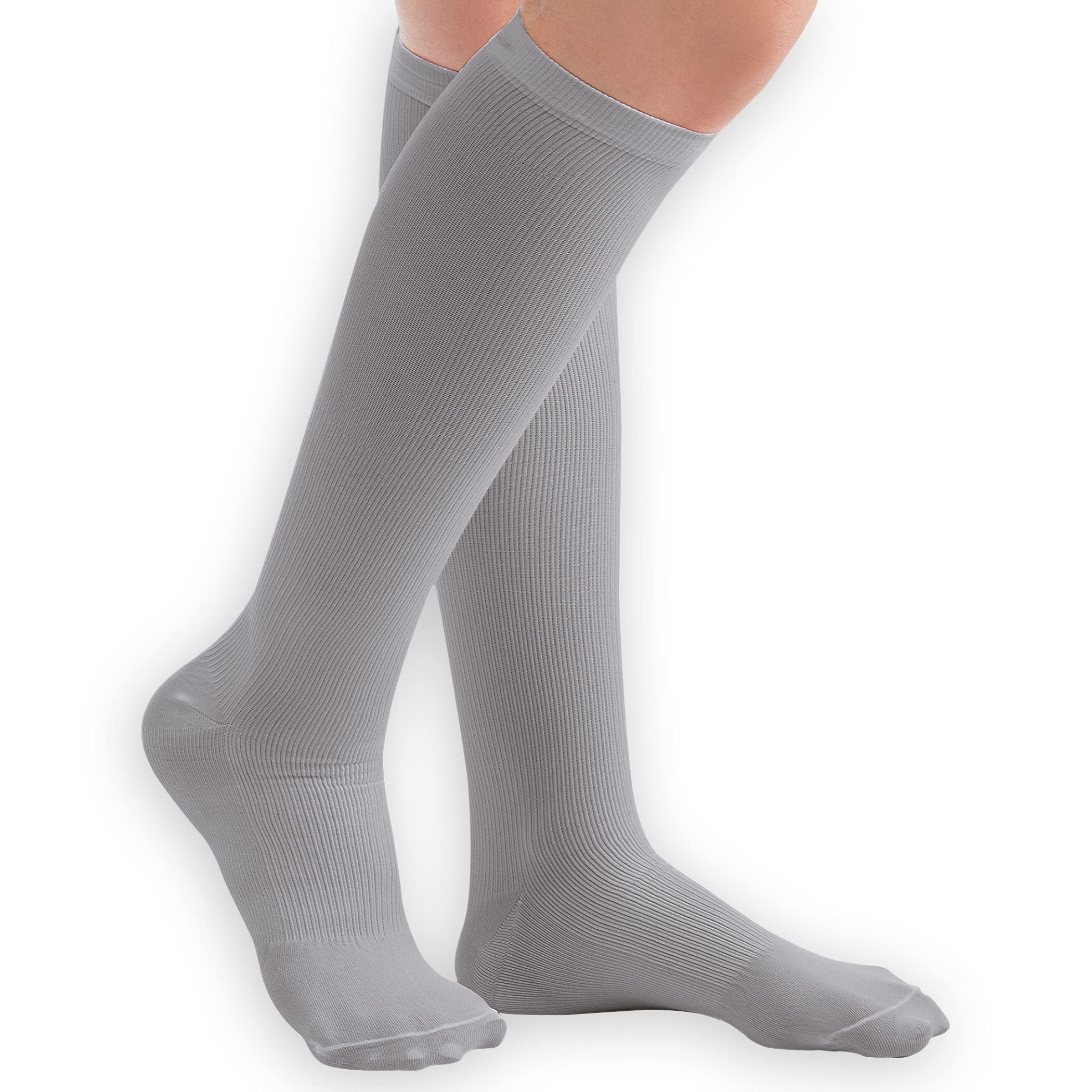 Men's Compression Socks 15-20 mmHg Moderate Support - Grey XL - Made in USA - Ideal for Travel, Work & Varicose Vein Relief
