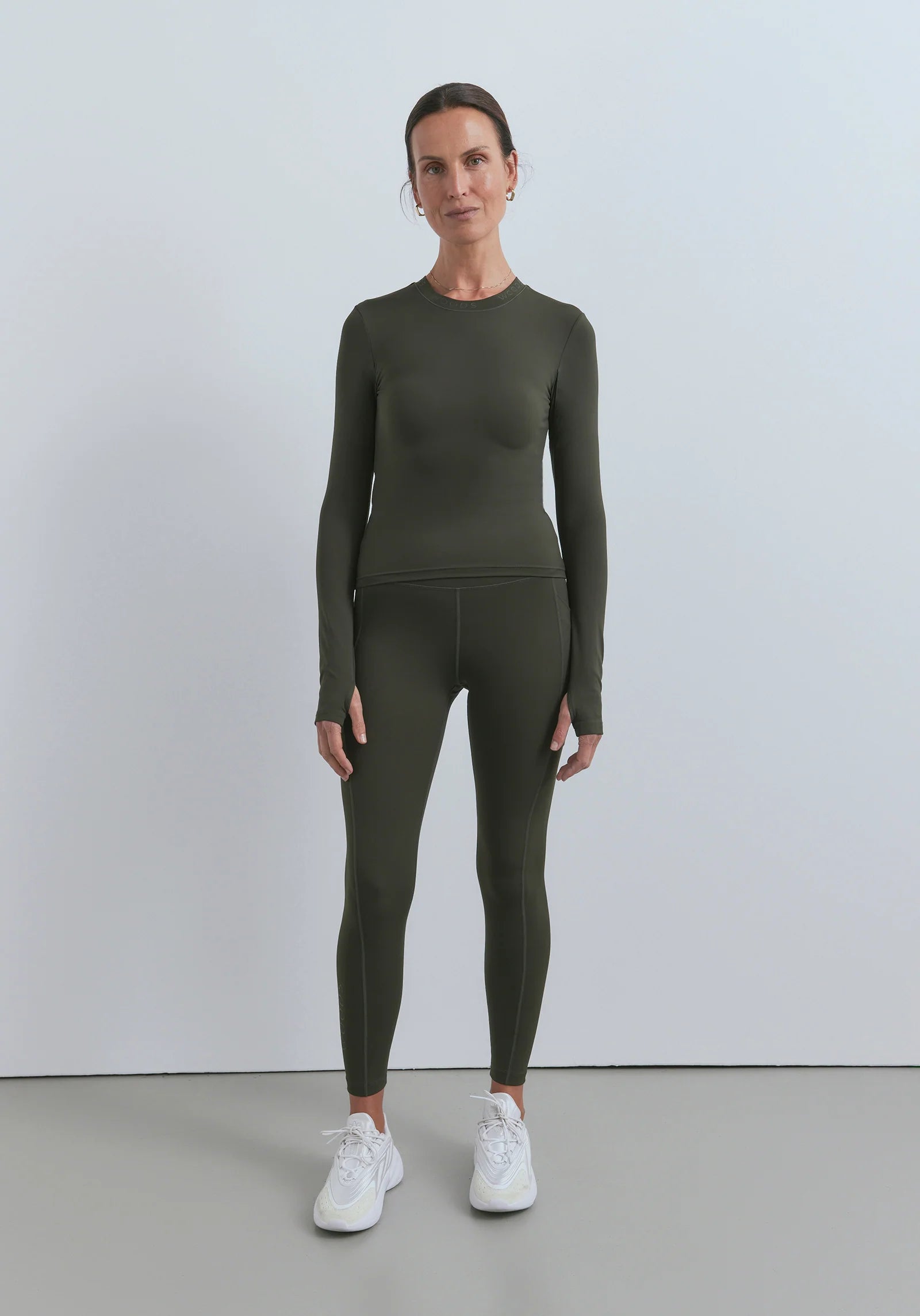 High Waist Carbon Fiber Leggings for Women - Dark Khaki Color - Perfect for Yoga, Running & Workout