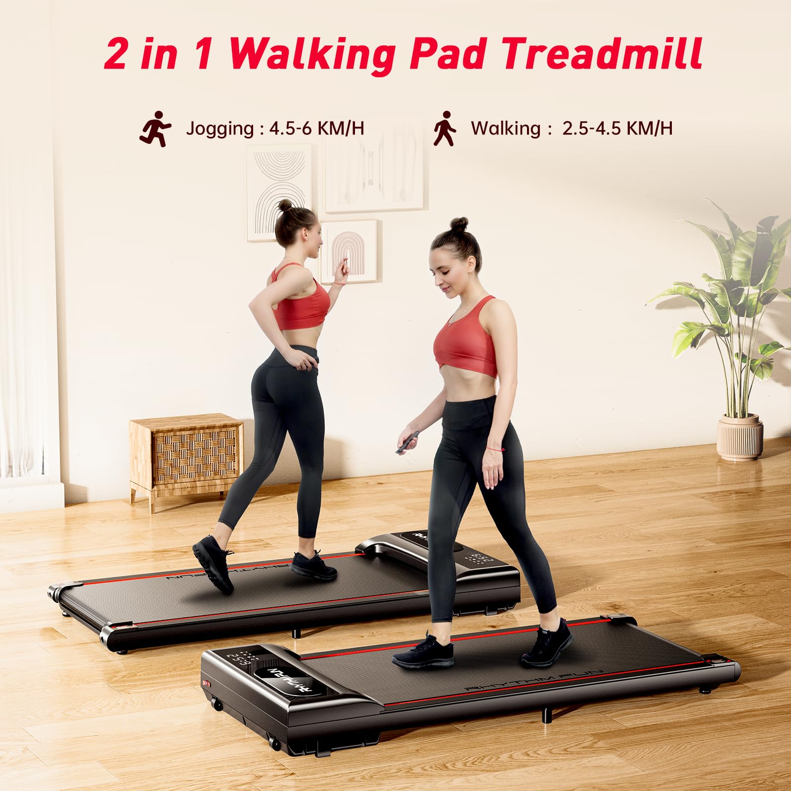 RHYTHM FUN Under Desk Treadmill with Incline - 300 Lbs Capacity, Remote Control & LED Display - Portable Walking Pad for Home Office, Small Spaces & Apartment Workouts - Perfect for Work from Home, Fitness & Compact Exercise