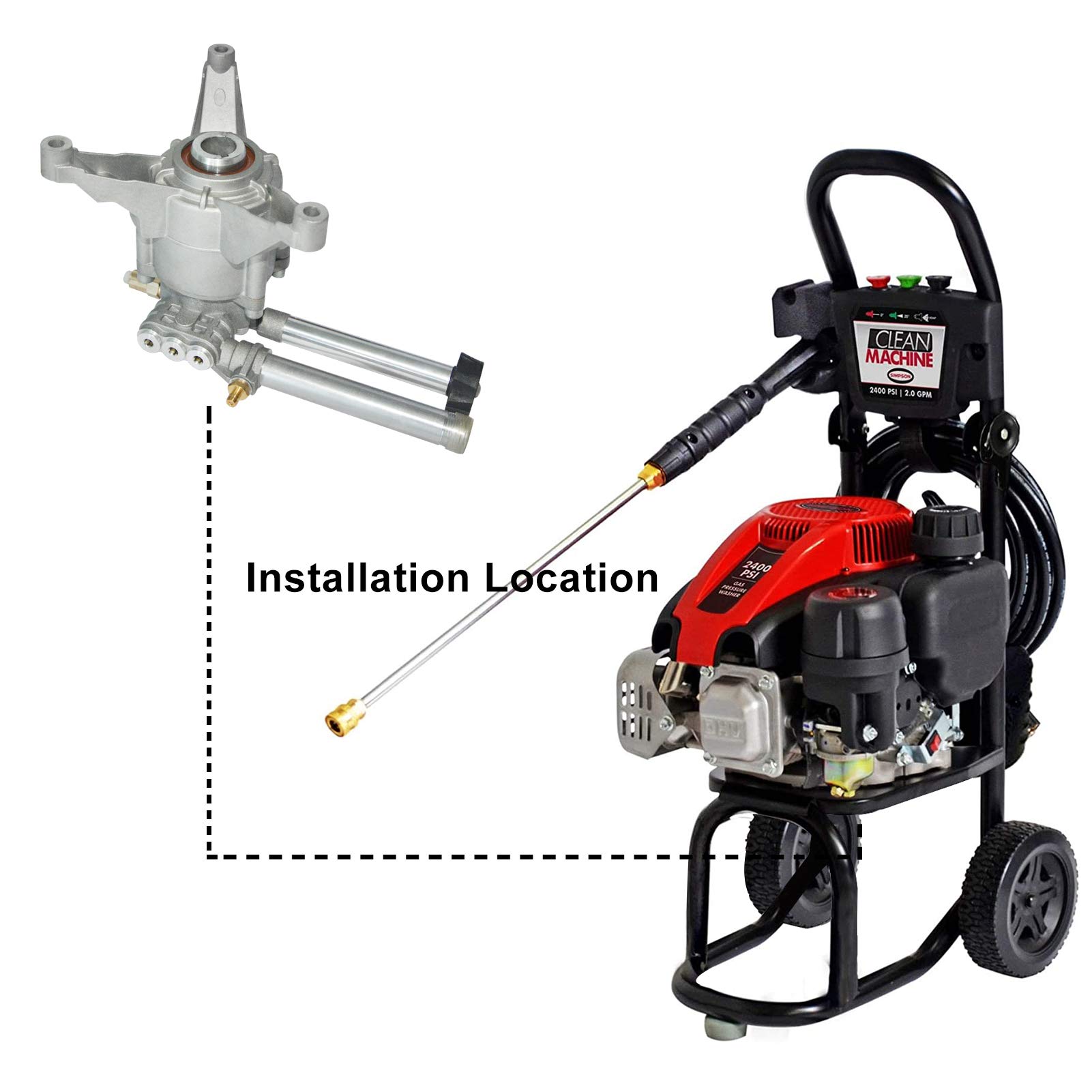 AgiiMan 2800 PSI High Pressure Washer Pump Head Replacement - Compatible with Troy Bilt SRMW22G26-EZ, KARCHER & Craftsman Pressure Washers - Front Facing Inlet/Outlet Gasoline Water Pump Accessory - Perfect for Home Cleaning, Car Washing & Outdoor Equipment Maintenance