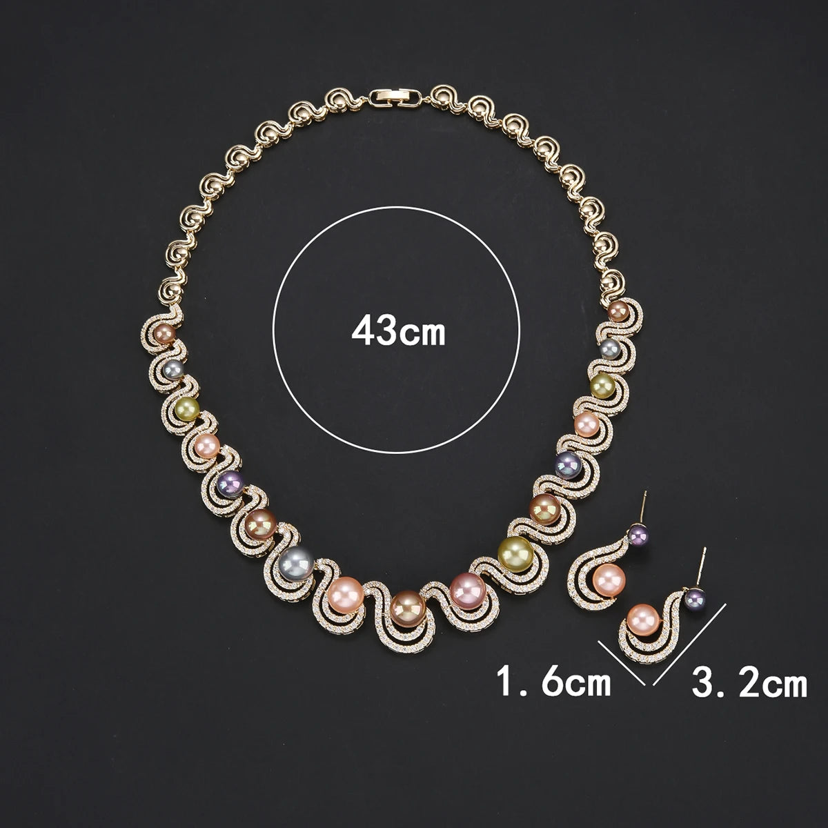Luxury White Pearl Necklace & Earrings Set with Cubic Zirconia - Elegant Bridal Jewelry for Weddings, Parties & Special Occasions - Women's Fashion Jewelry CN11356