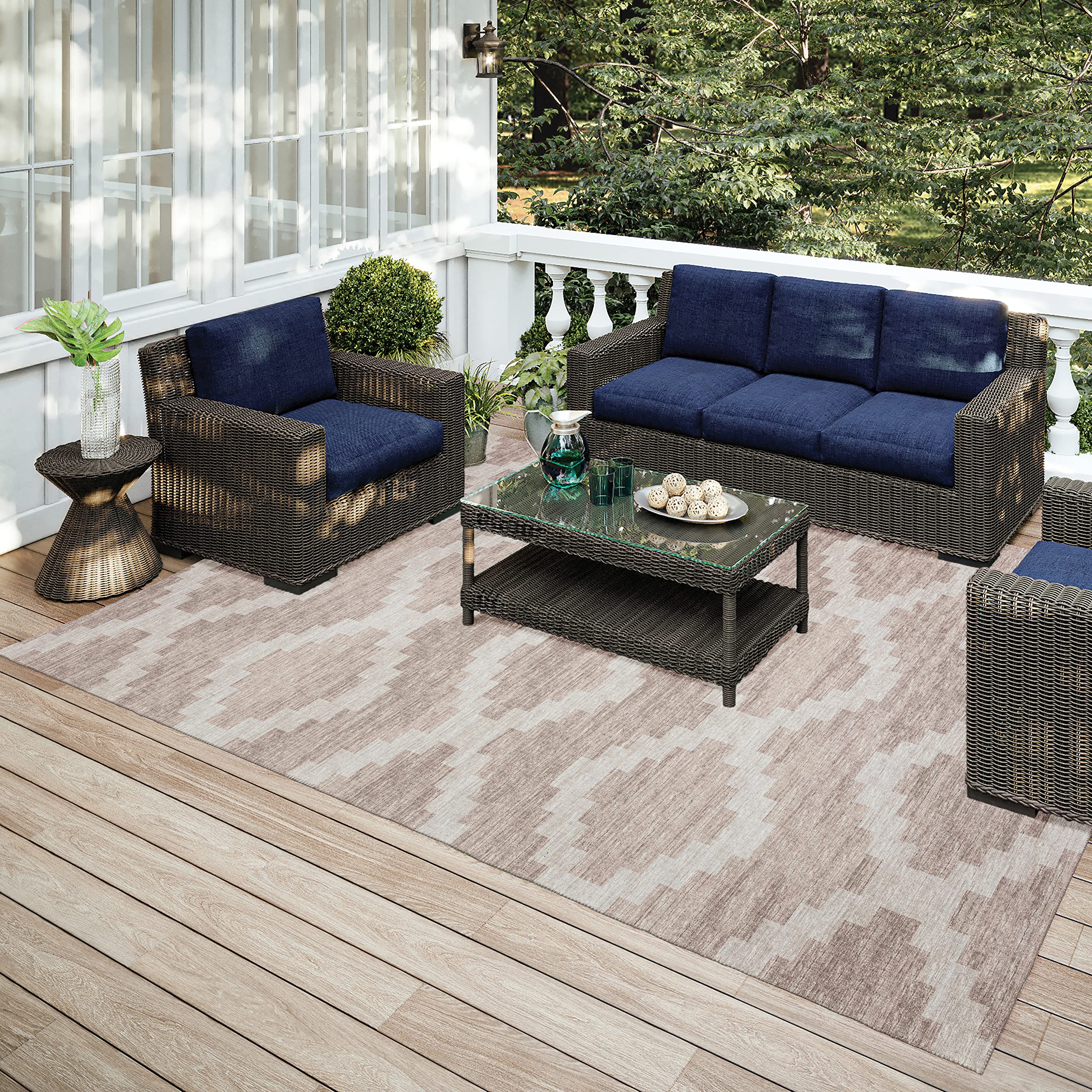 Addison Rugs Yuma AYU39 Tan 8' x 10' Area Rug - Soft and Durable Living Room Carpet for Home Decor, Bedroom, Office (Perfect for High Traffic Areas)
