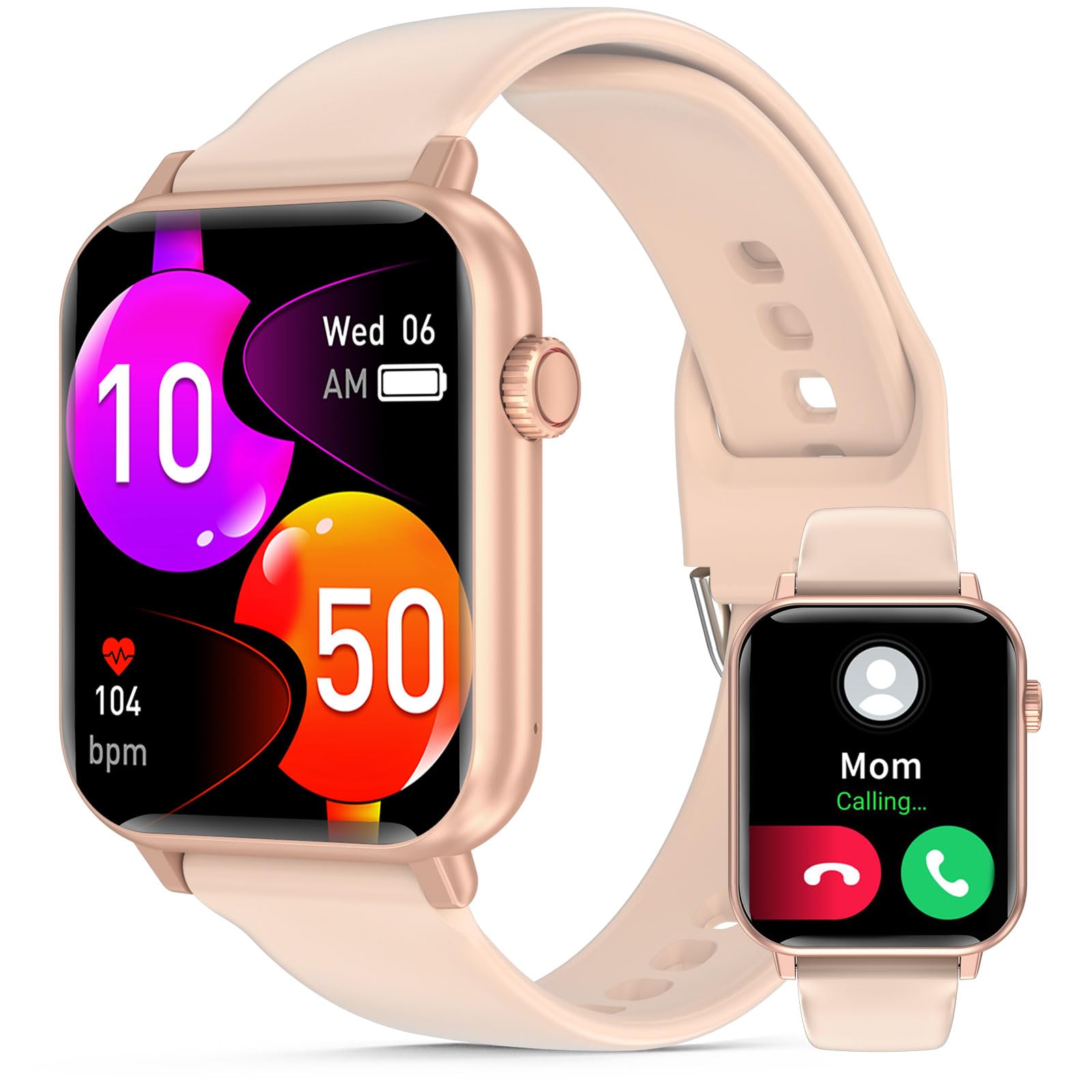 Smart Watch for Women with Call & Text Notifications, Fitness Tracker with Heart Rate & Blood Pressure Monitor - 1.96