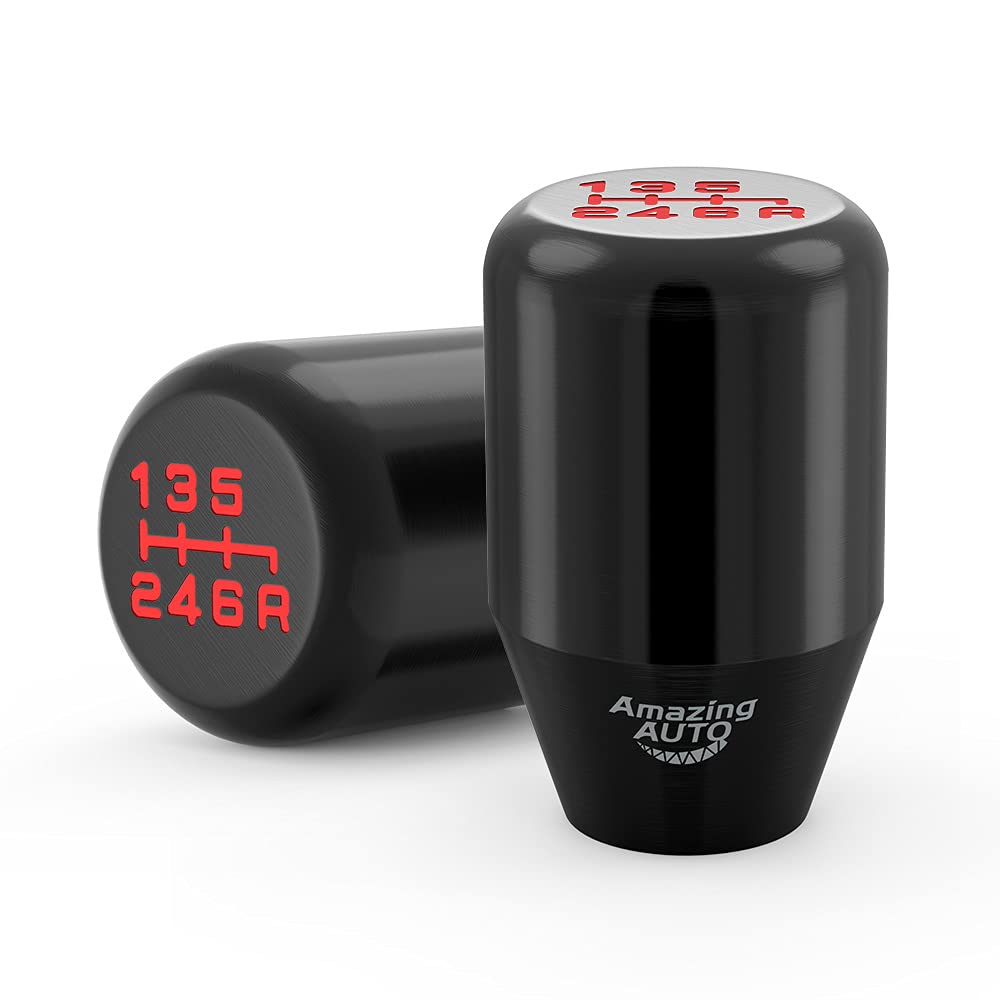 Black 6-Speed Weighted Manual & Automatic Shifter Knob with 3 Adapters - Universal Fit for Most Manual & Automatic Cars - Perfect for Racing, Daily Driving & Car Customization