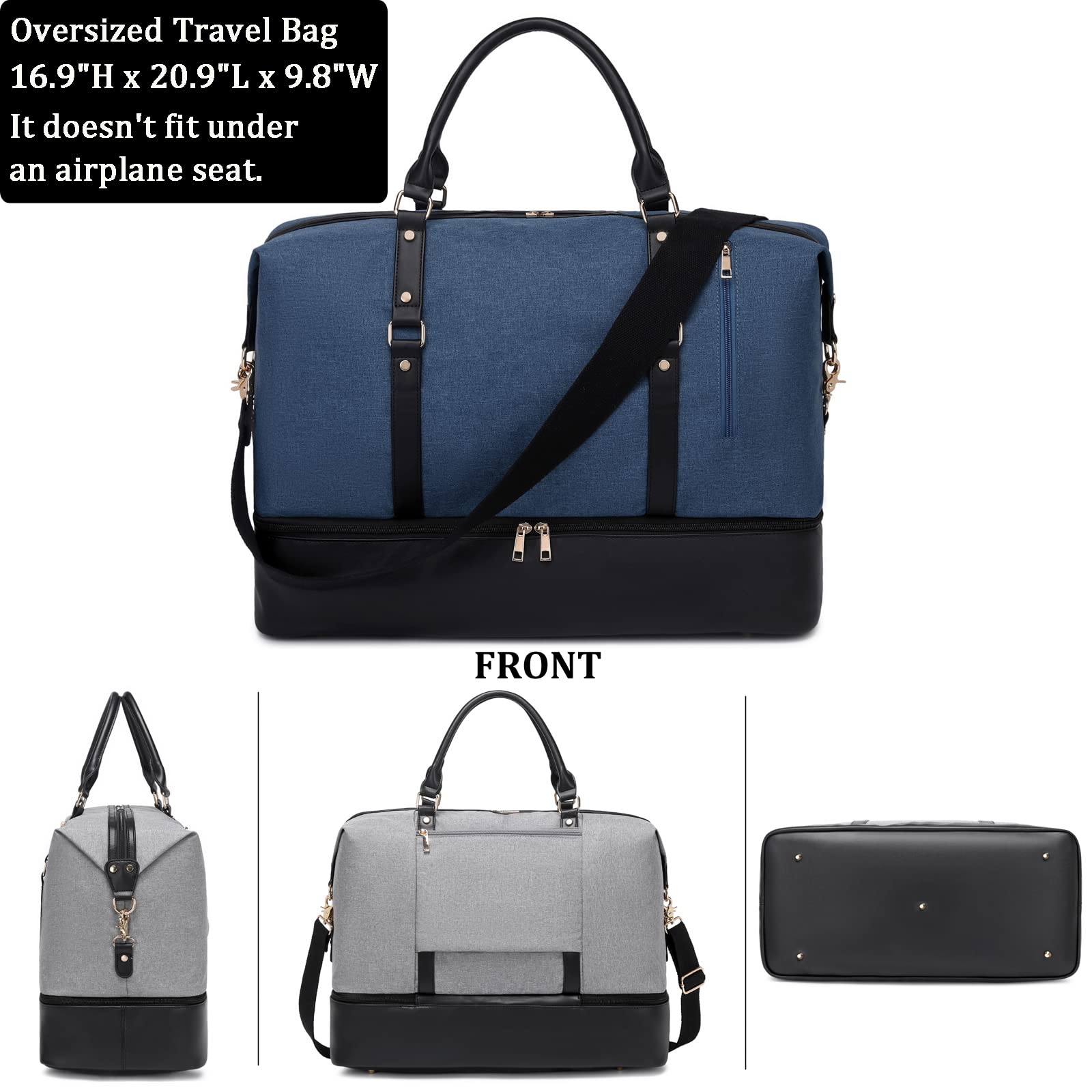 Stylish Oversized Weekender Bags for Women & Men - Large Travel Duffle Bag with Shoe Compartment | Perfect for Overnight Trips, Gym, and Weekend Getaways