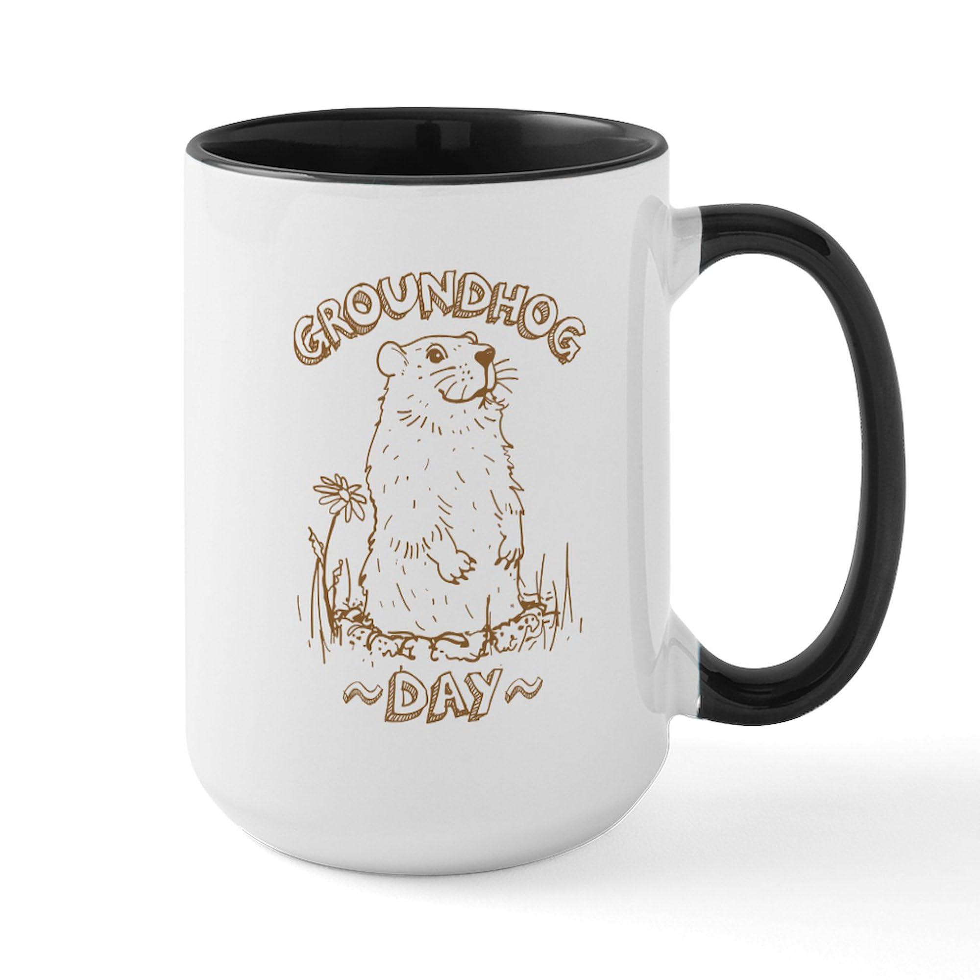 Groundhog Day Ceramic Coffee Mug 15 oz (444 ml) - Funny & Unique Gift for Coffee Lovers - Perfect for Home, Office & Holiday Celebrations