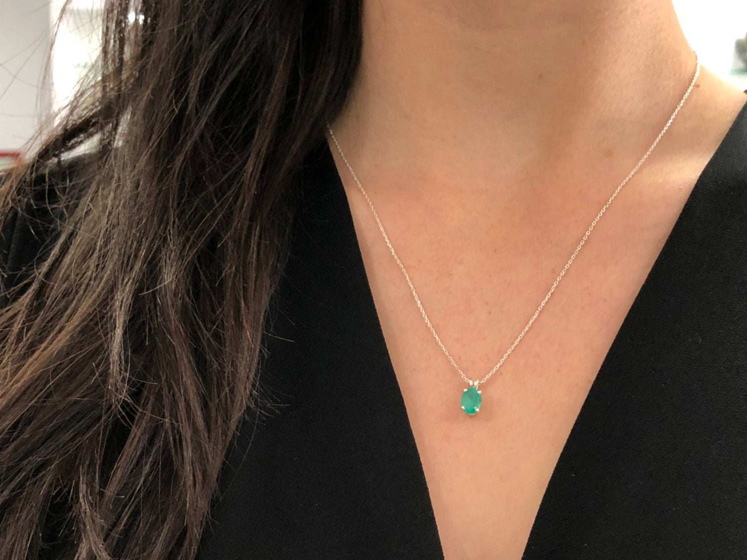1.60 Carat MAY Emerald Oval Cut Pendant Necklace in 925 Sterling Silver - Elegant Jewelry Gift for Women, Perfect for Weddings, Anniversaries & Special Occasions