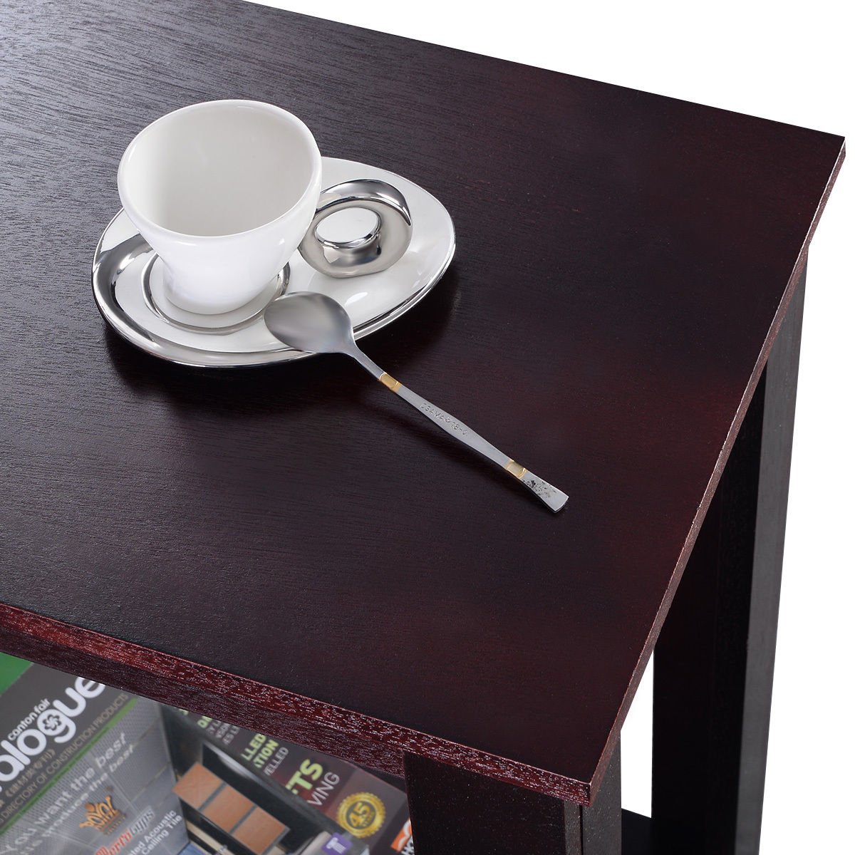 Casart Wooden End Table - Espresso Finish Coffee Sofa Side Table for Living Room, Bedroom & Office - Perfect for Holding Lamps, Books & Decor