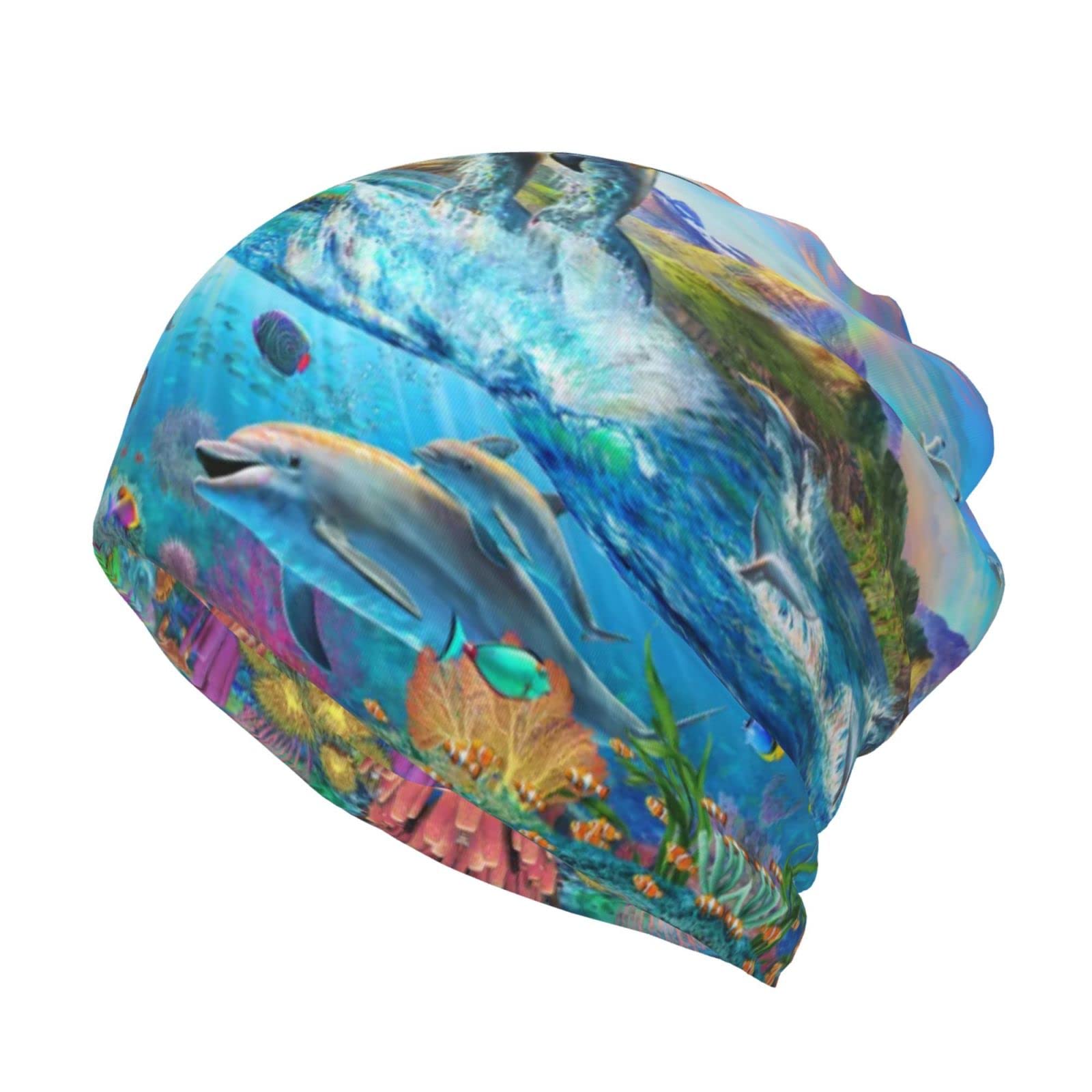 Dolphin Slouchy Knit Beanie Hat for Women & Men - Soft Winter Warm Cute Animal Hat for Beach, Yoga, Sports, Travel & Casual Wear - Perfect Gift for Christmas & Outdoor Activities